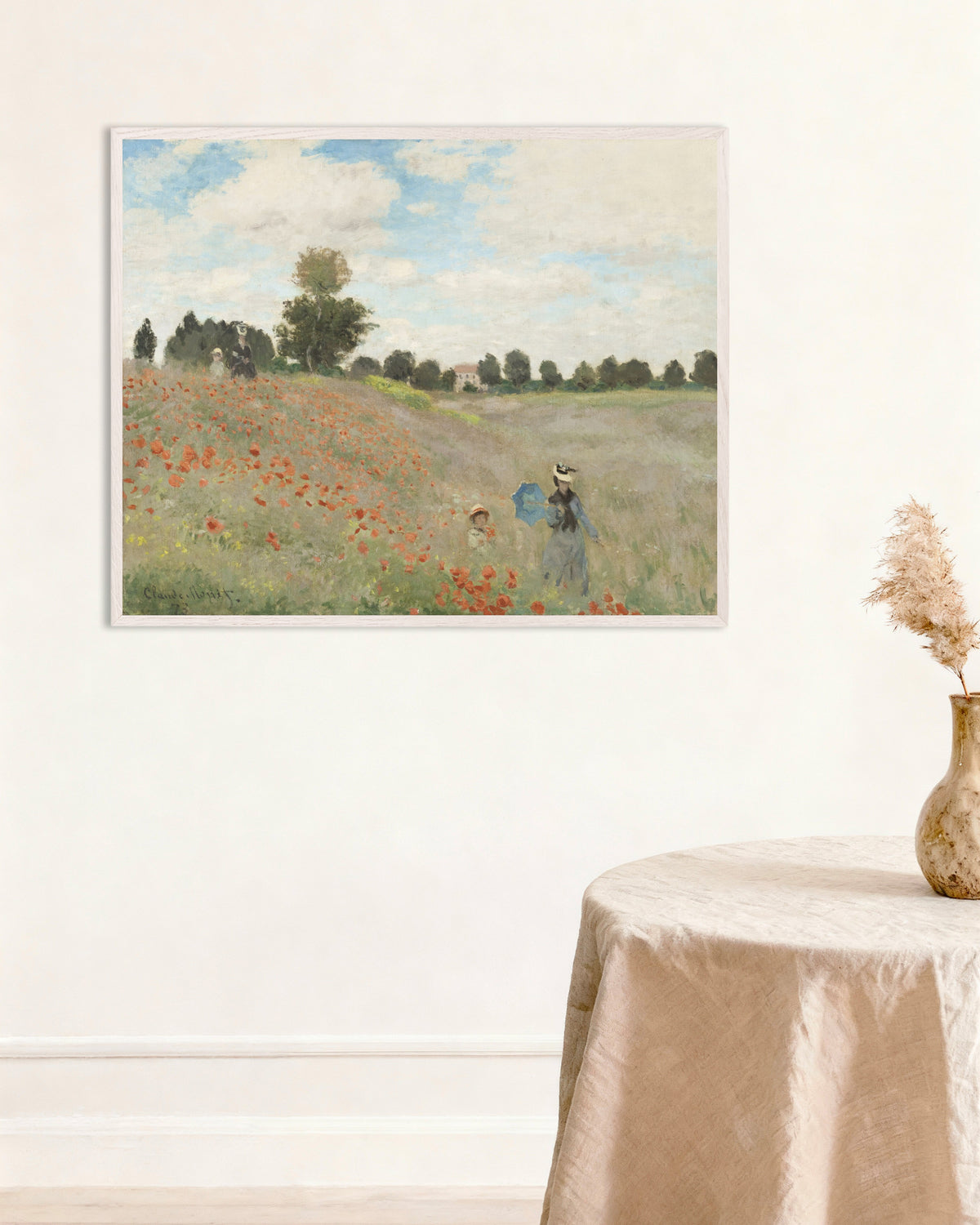 Plakat Valmuer (1873) af Claude Monet med hvid træramme