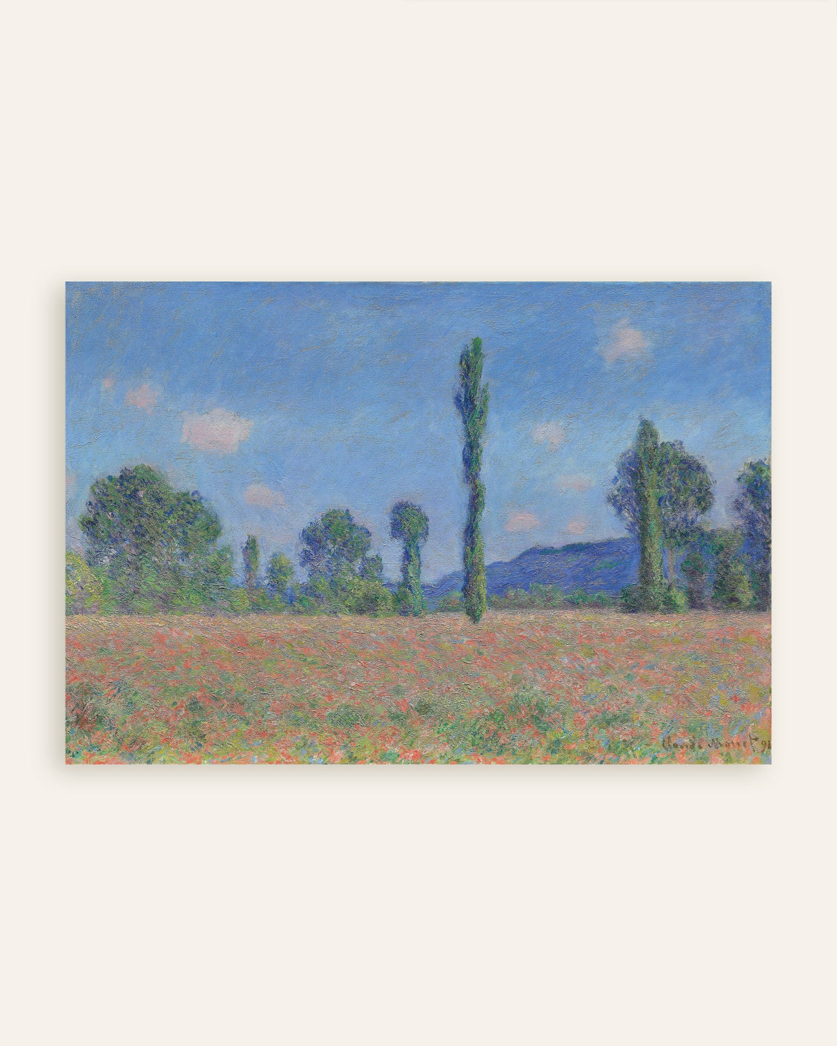 Plakat Valmuemark, Giverny (1890) af Claude Monet, miniature