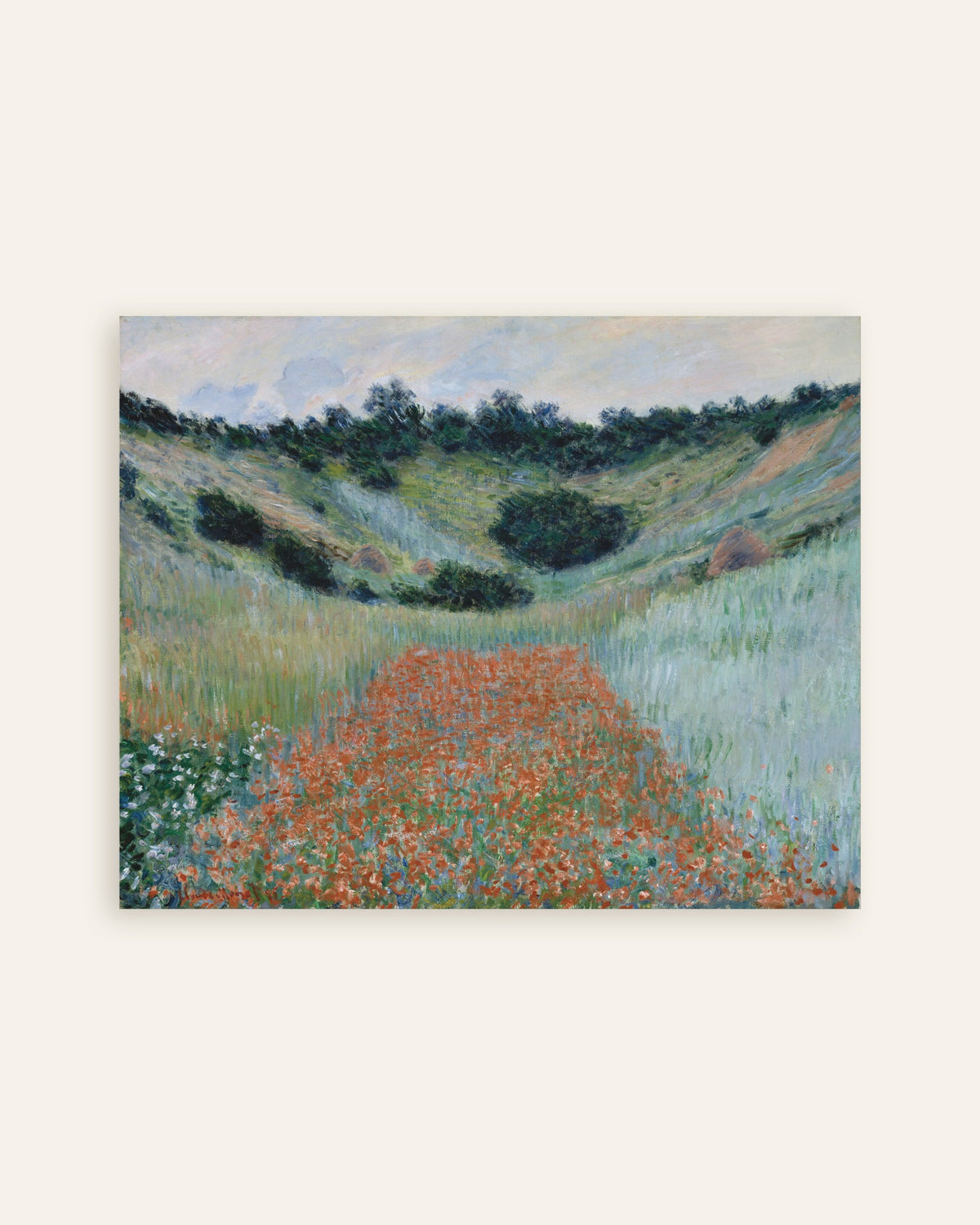Plakat Valmuemark i en lavning nær Giverny (1885) af Claude Monet, miniature