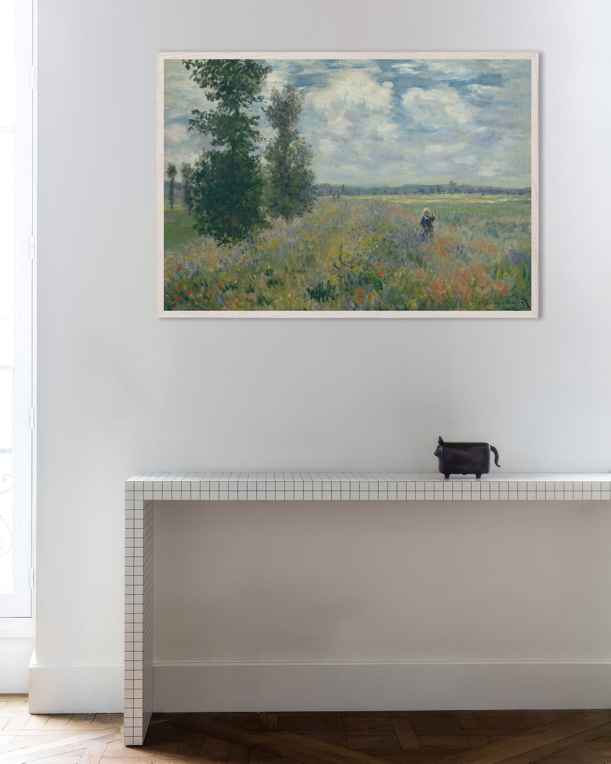 Plakat Valmuemarker nær Argenteuil (1875) af Claude Monet med hvid træramme