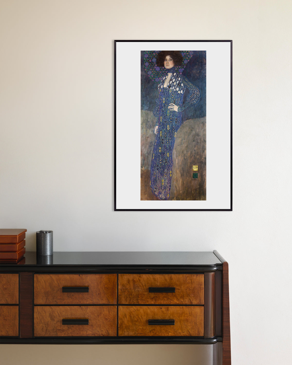 Plakat Portræt af Emilie Flöge (1902) af Gustav Klimt med metalramme