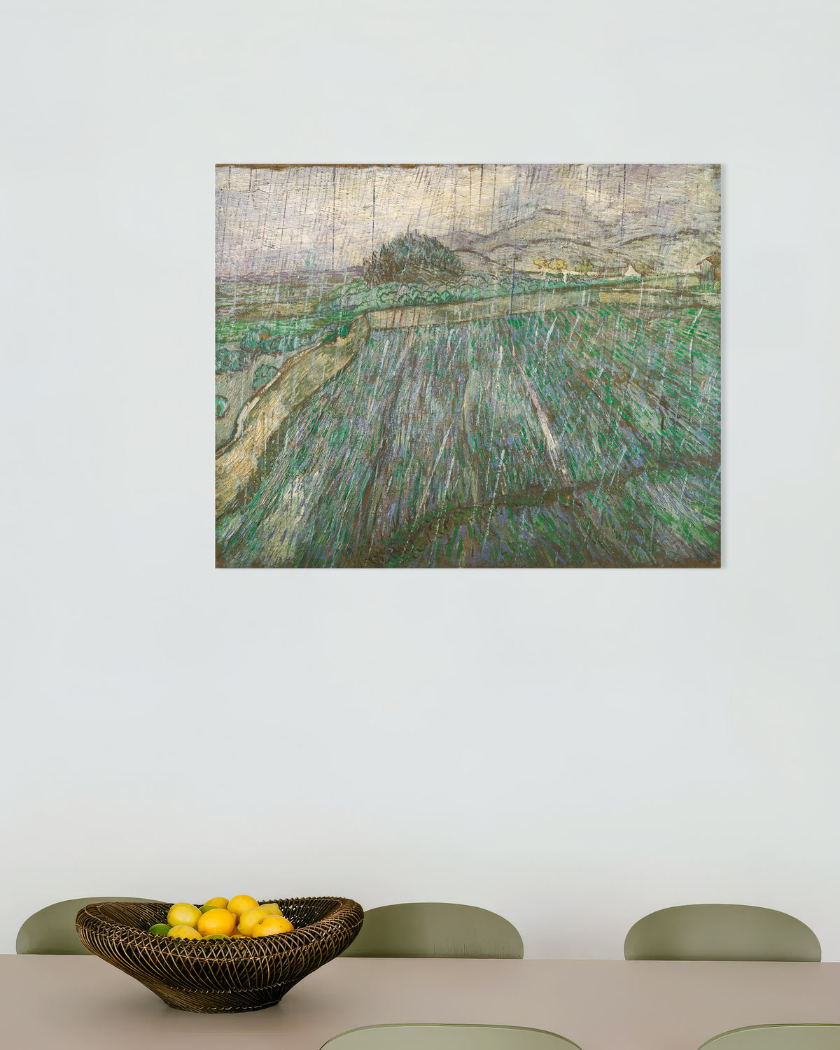 Plakat med Regn (1889) af Vincent van Gogh
