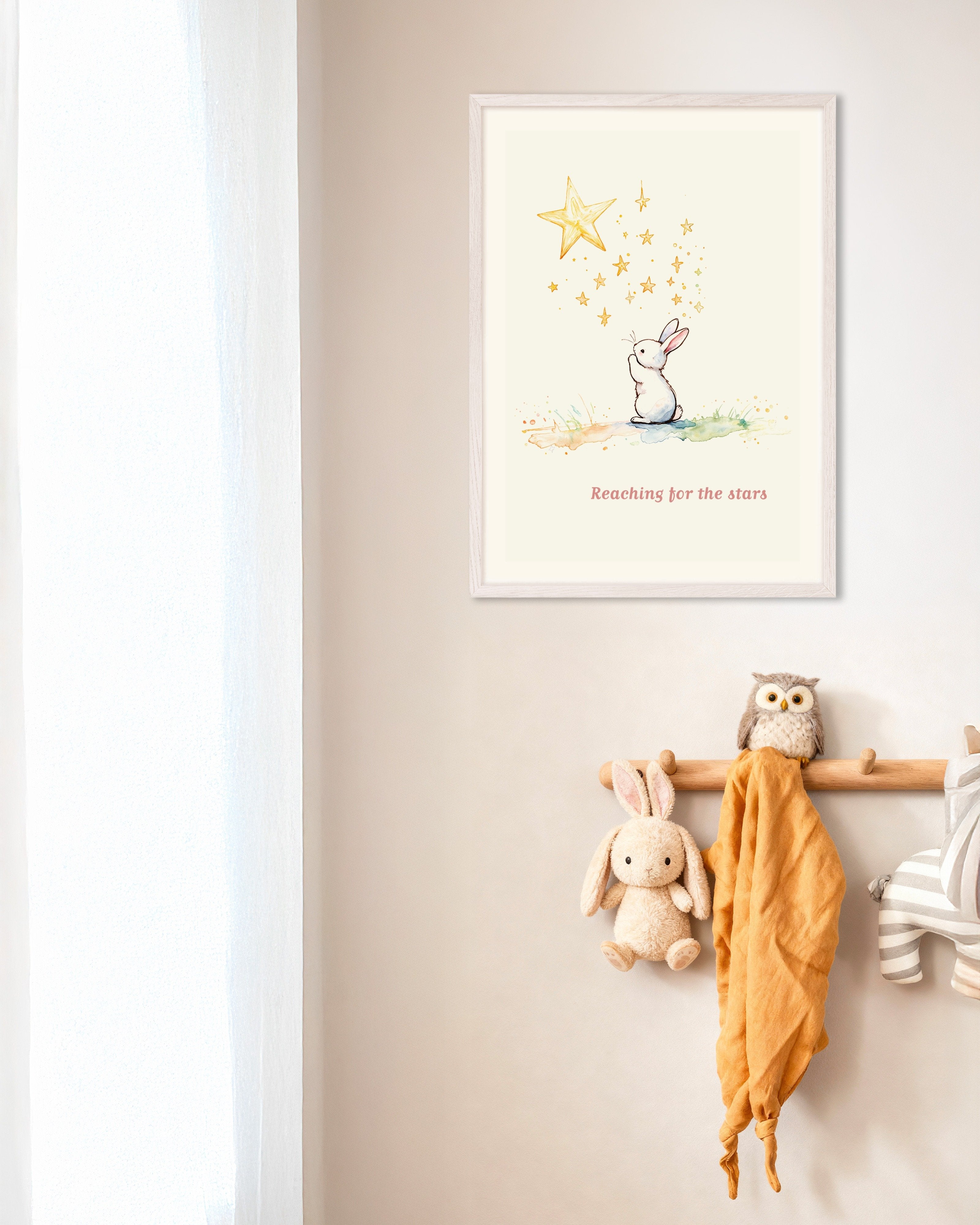 Poster of Reaching for the Stars - Poster, with white wooden frame