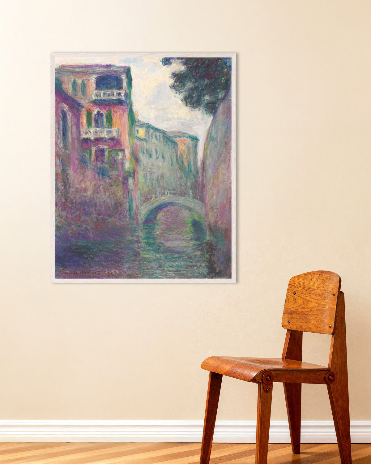 Plakat Rio della Salute (1908) af Claude Monet med hvid træramme