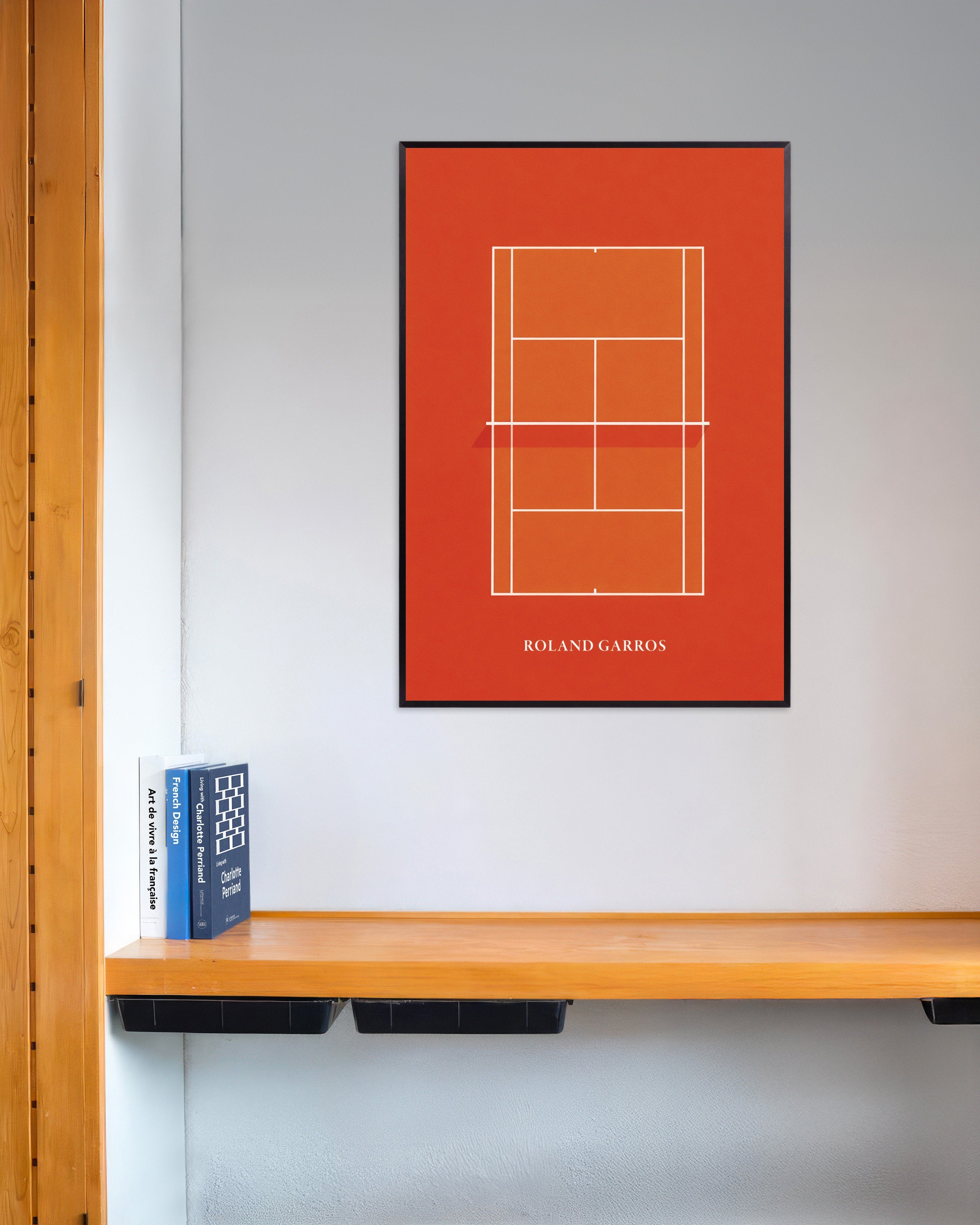 Poster of Roland Garros poster – Clay court tennis art print, with metal frame