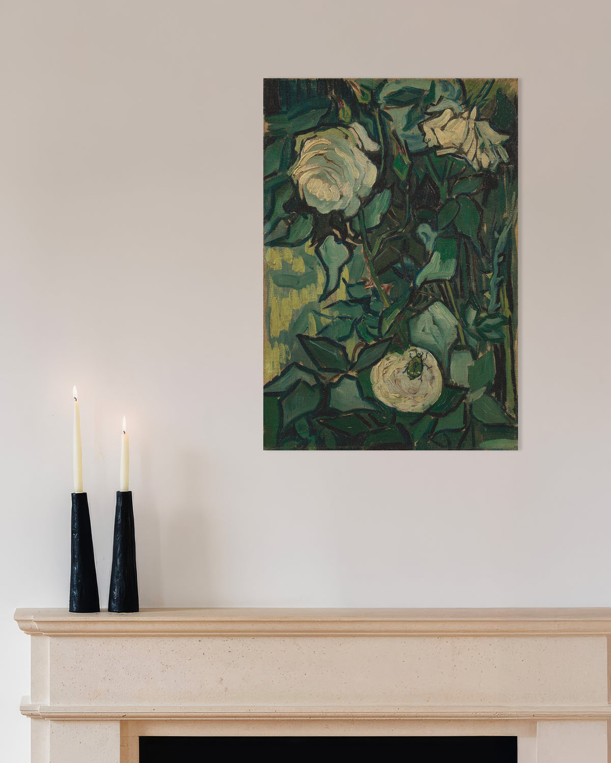 Poster med Rosenbusk med en bille (1889) af Vincent van Gogh