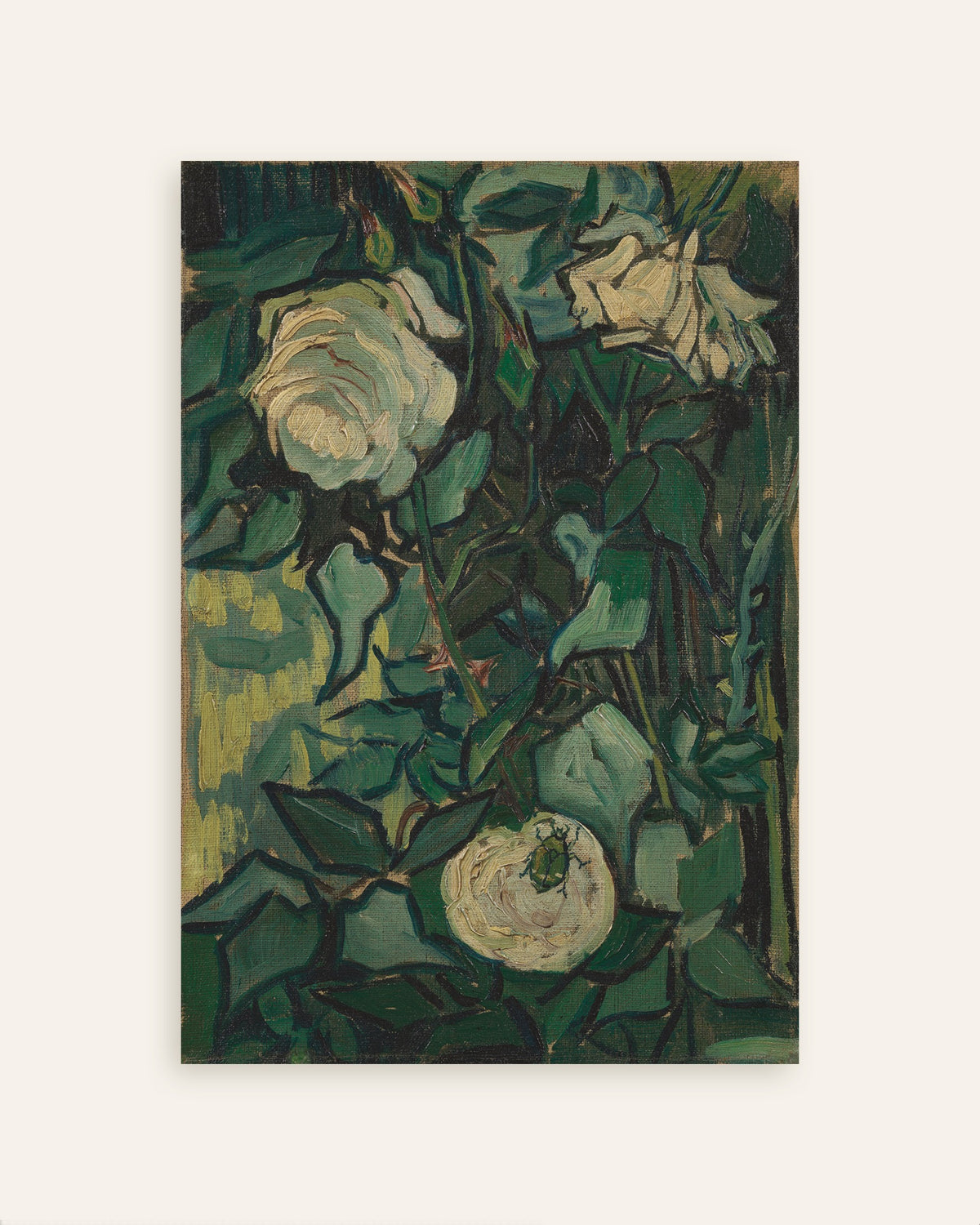 Poster med Rosenbusk med en bille (1889) af Vincent van Gogh, miniature