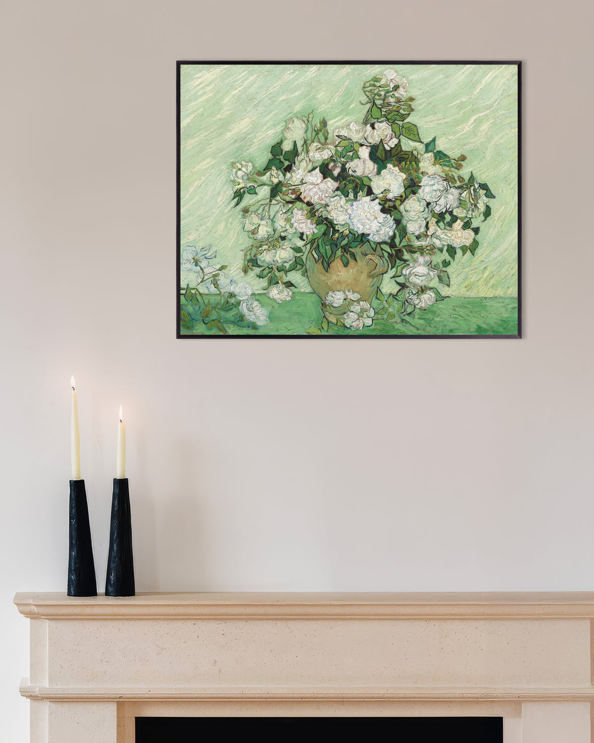 Plakat med Roser (1890) af Vincent van Gogh med metalramme