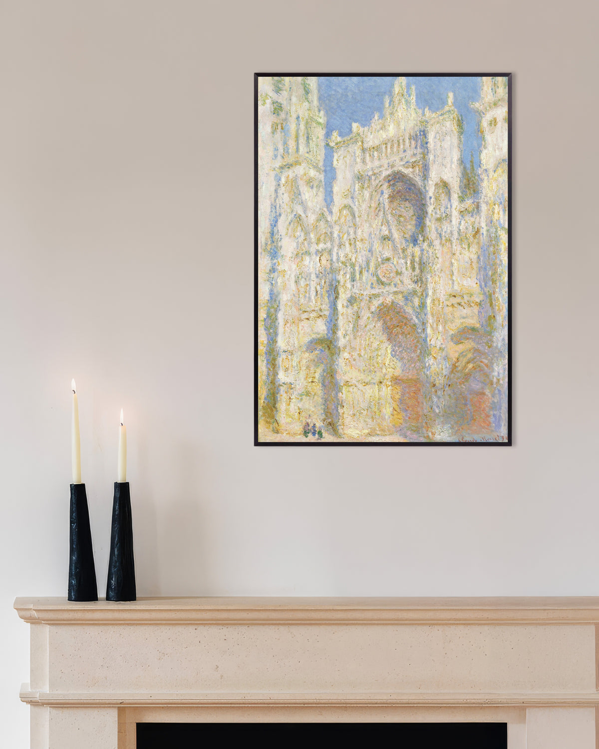 Plakat Katedralen i Rouen, vestfacaden i sollys (1894) af Claude Monet med metalramme