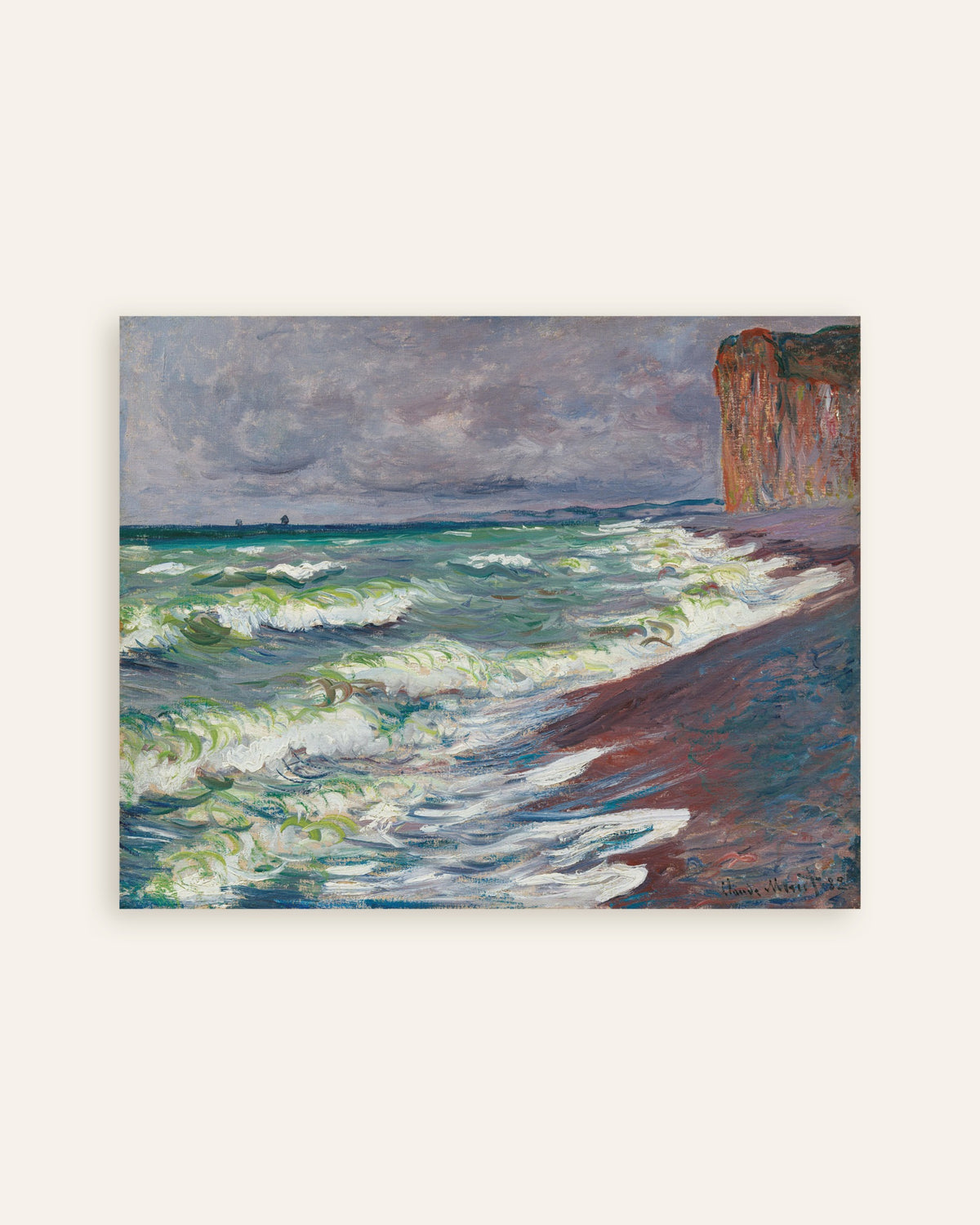 Plakat Uroligt hav ved Pourville (1882) af Claude Monet, miniature
