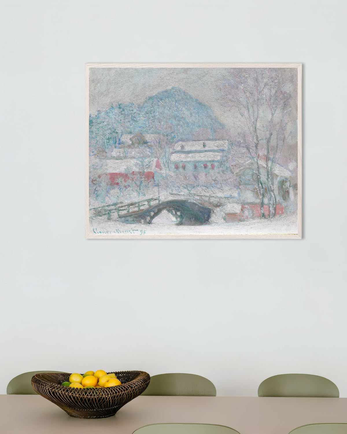 Plakat Sandvika, Norge (1895) af Claude Monet med hvid træramme