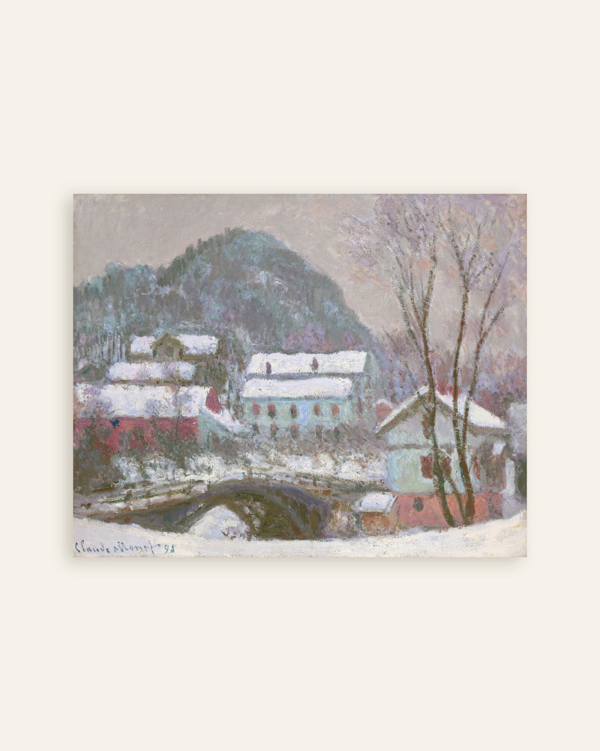 Plakat Sandvika, Norge, sne (1895) af Claude Monet, miniature