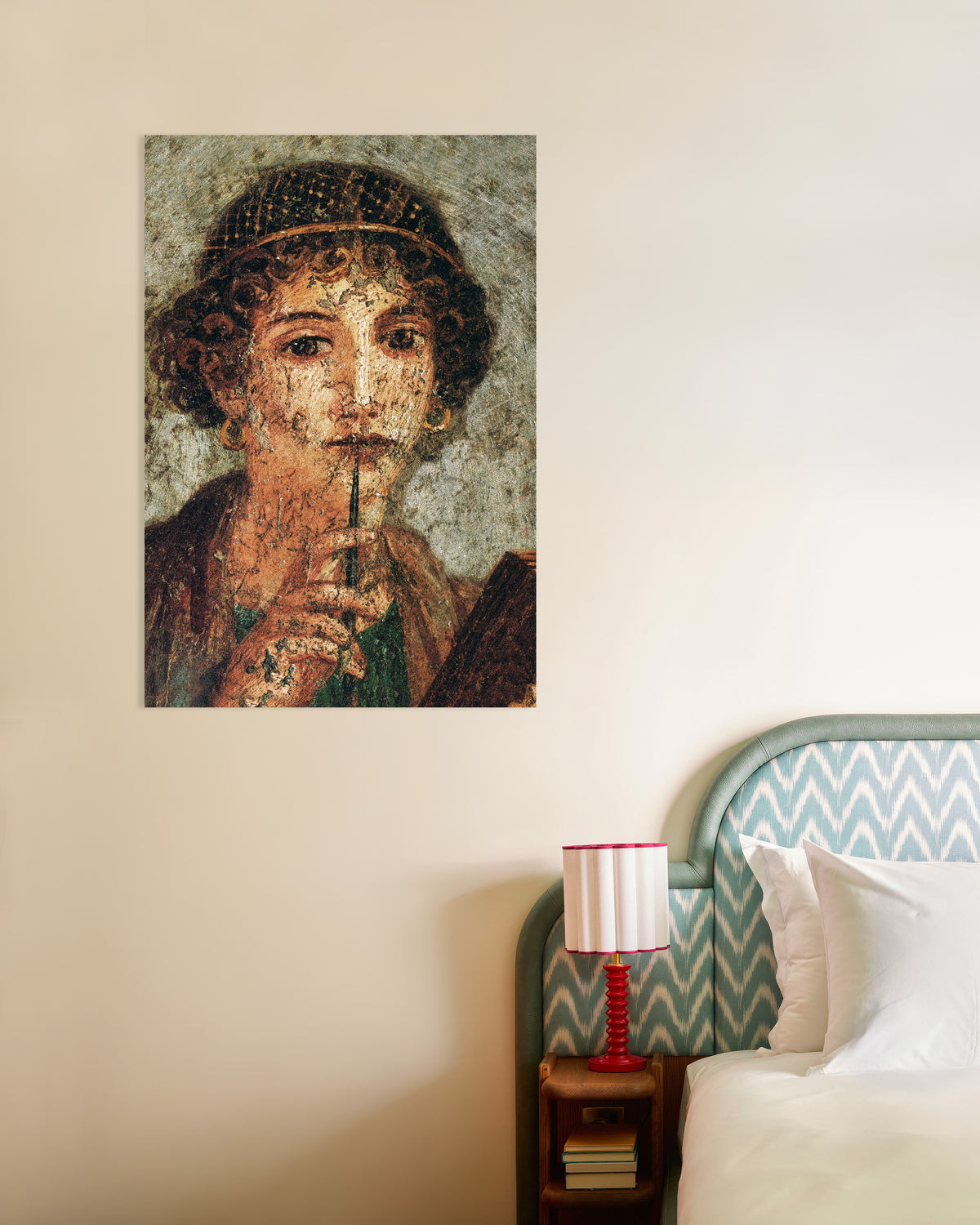 Detalje fra en fresko med Sappho-poster