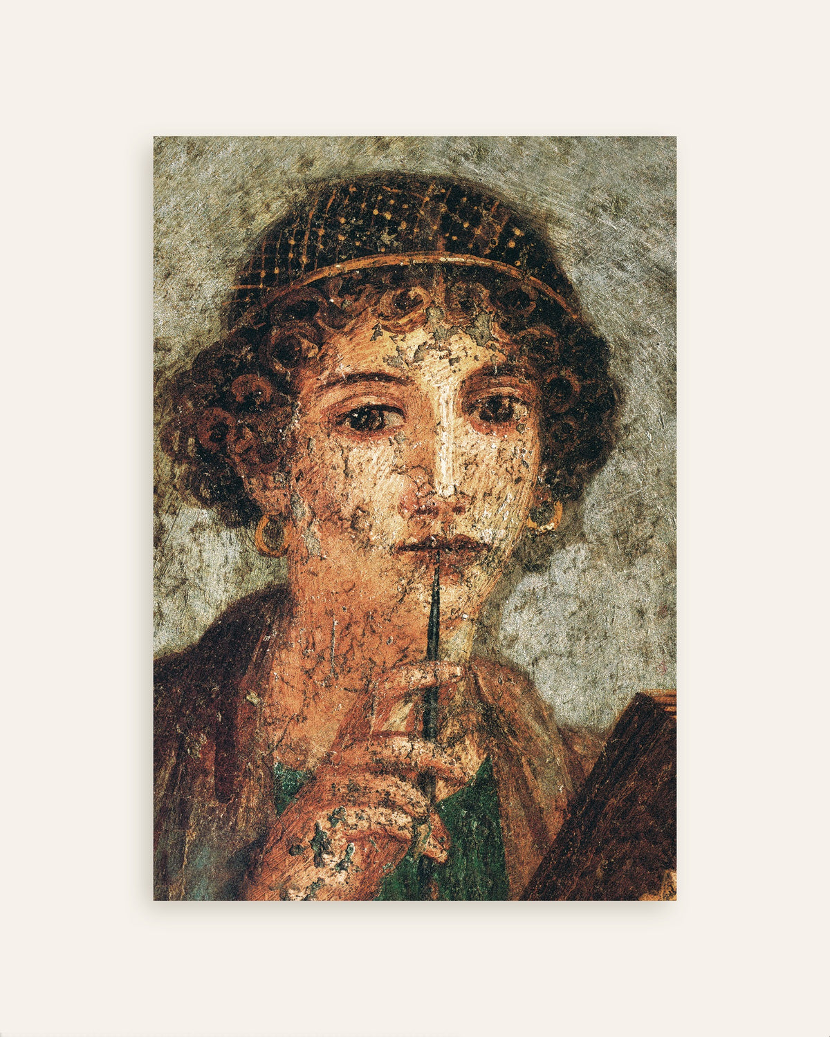 Detalje fra en fresko med Sappho-poster, miniature