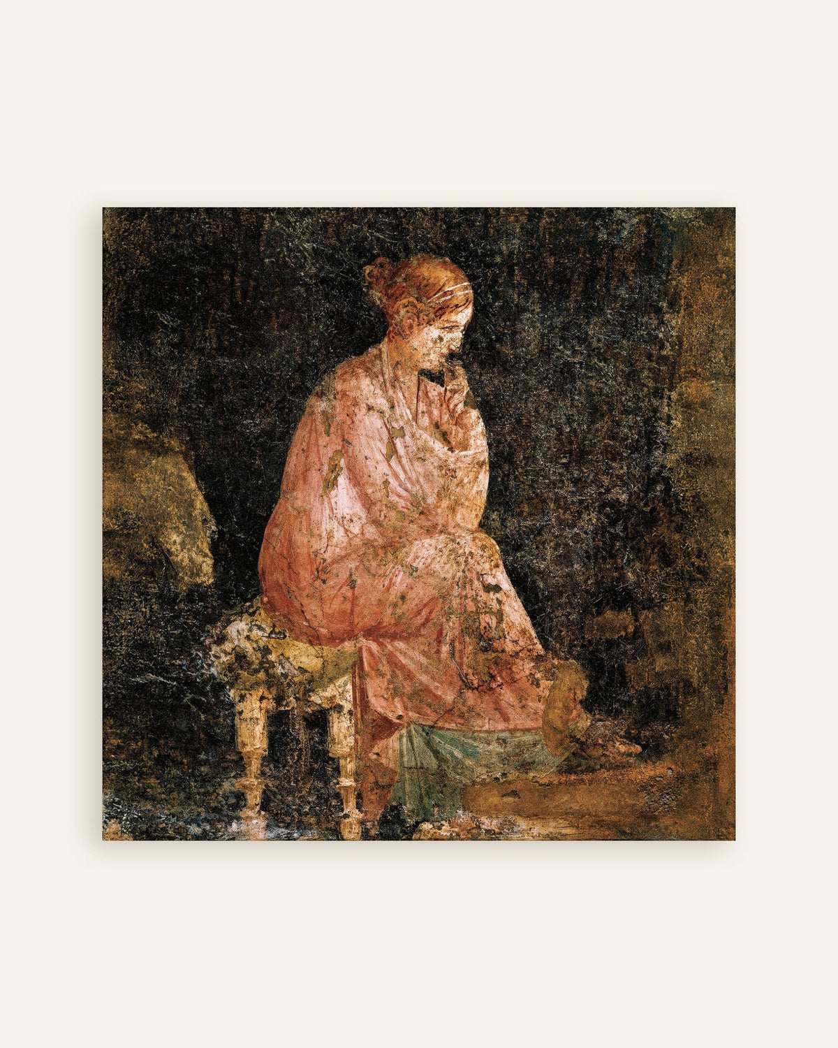 Plakat med freskodetaljen af den siddende kvinde fra Pompeji