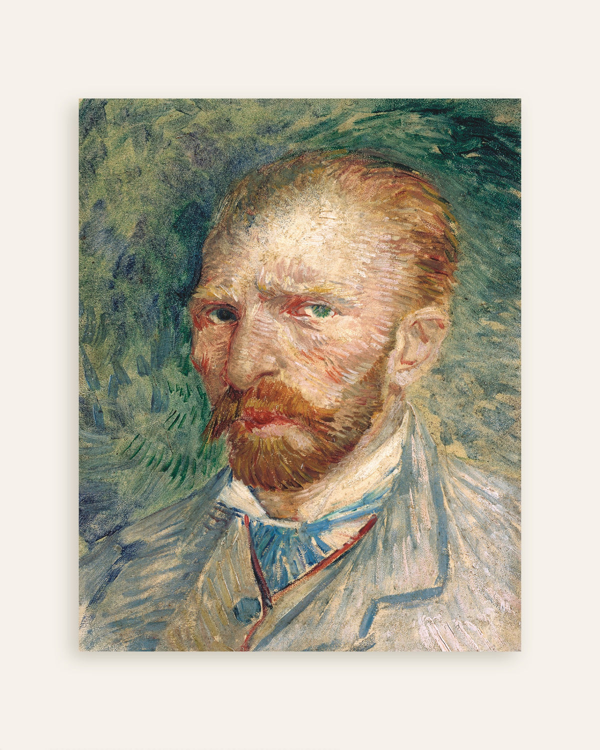 Poster med Selvportræt på grøn baggrund (1886) af Vincent van Gogh, miniaturebillede