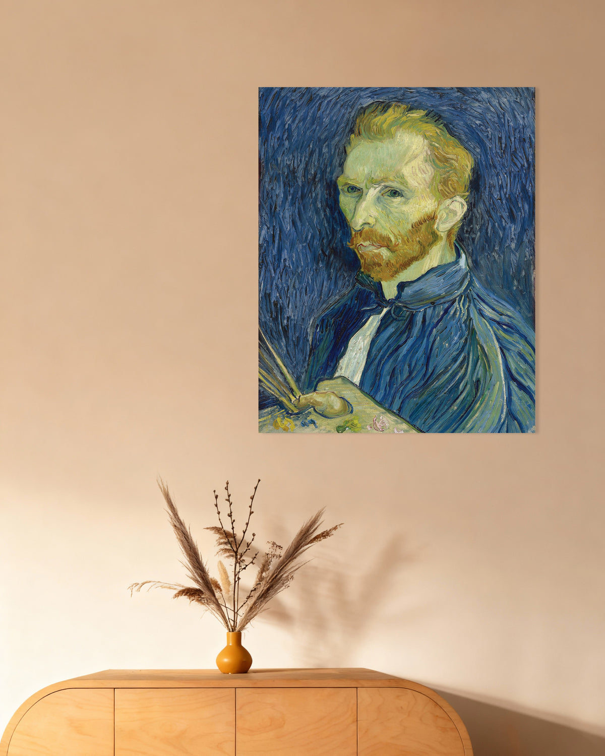 Poster af Selvportræt med palet (1889) af Vincent van Gogh