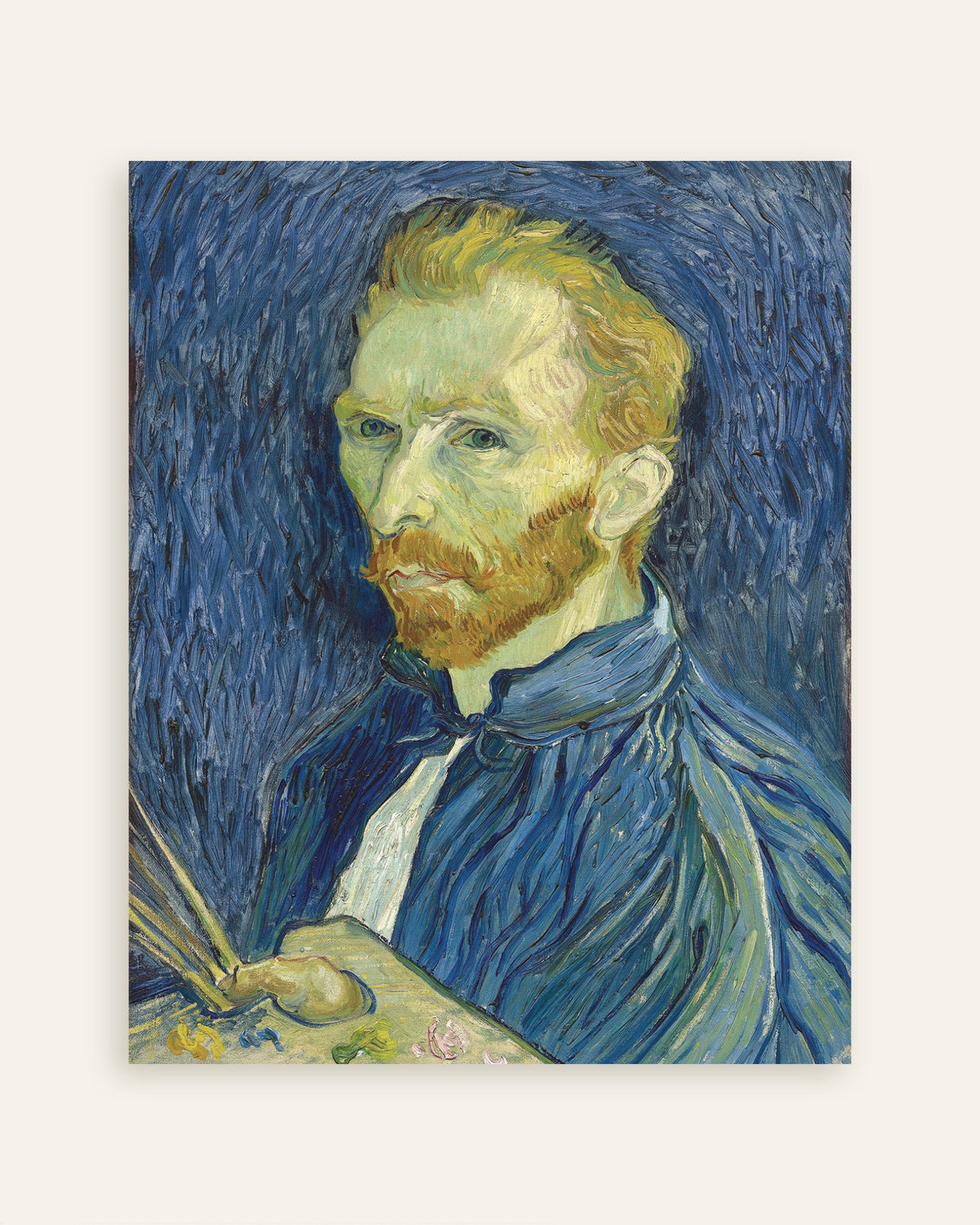 Poster af Selvportræt med palet (1889) af Vincent van Gogh, miniature