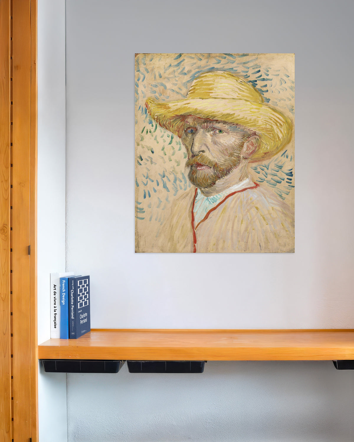 Poster med Selvportræt med stråhat og malerkittel (1887) af Vincent van Gogh