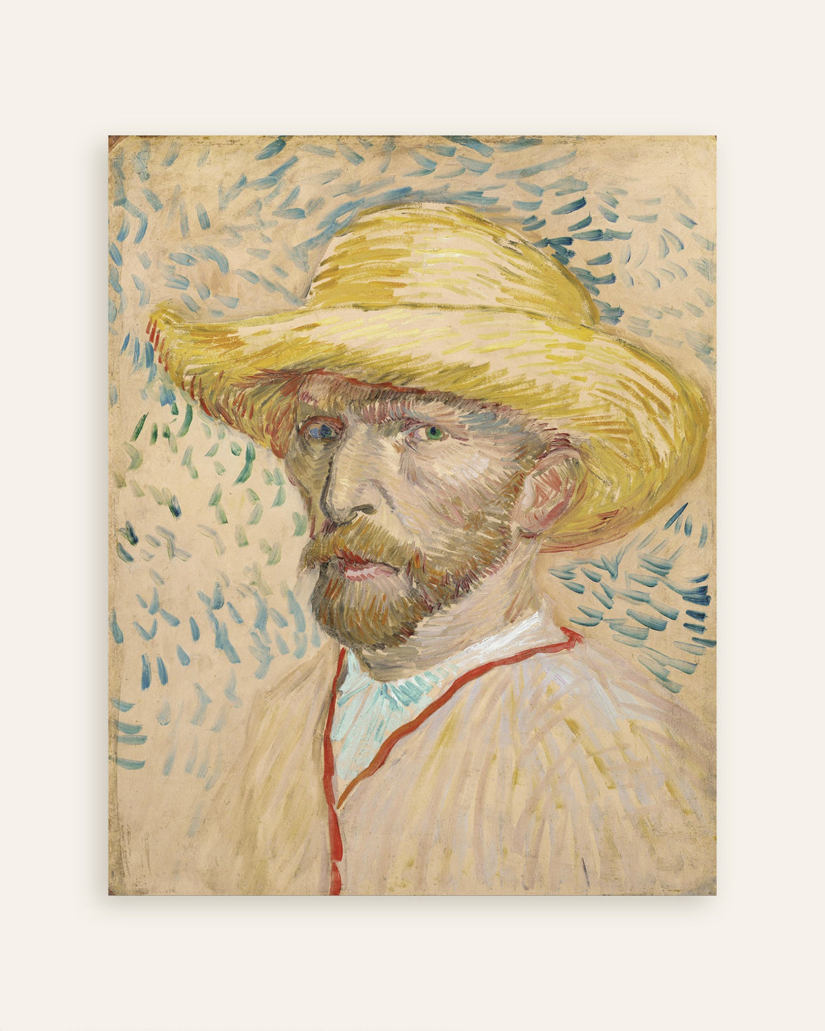 Miniaturebillede af poster med Selvportræt med stråhat og malerkittel (1887) af Vincent van Gogh