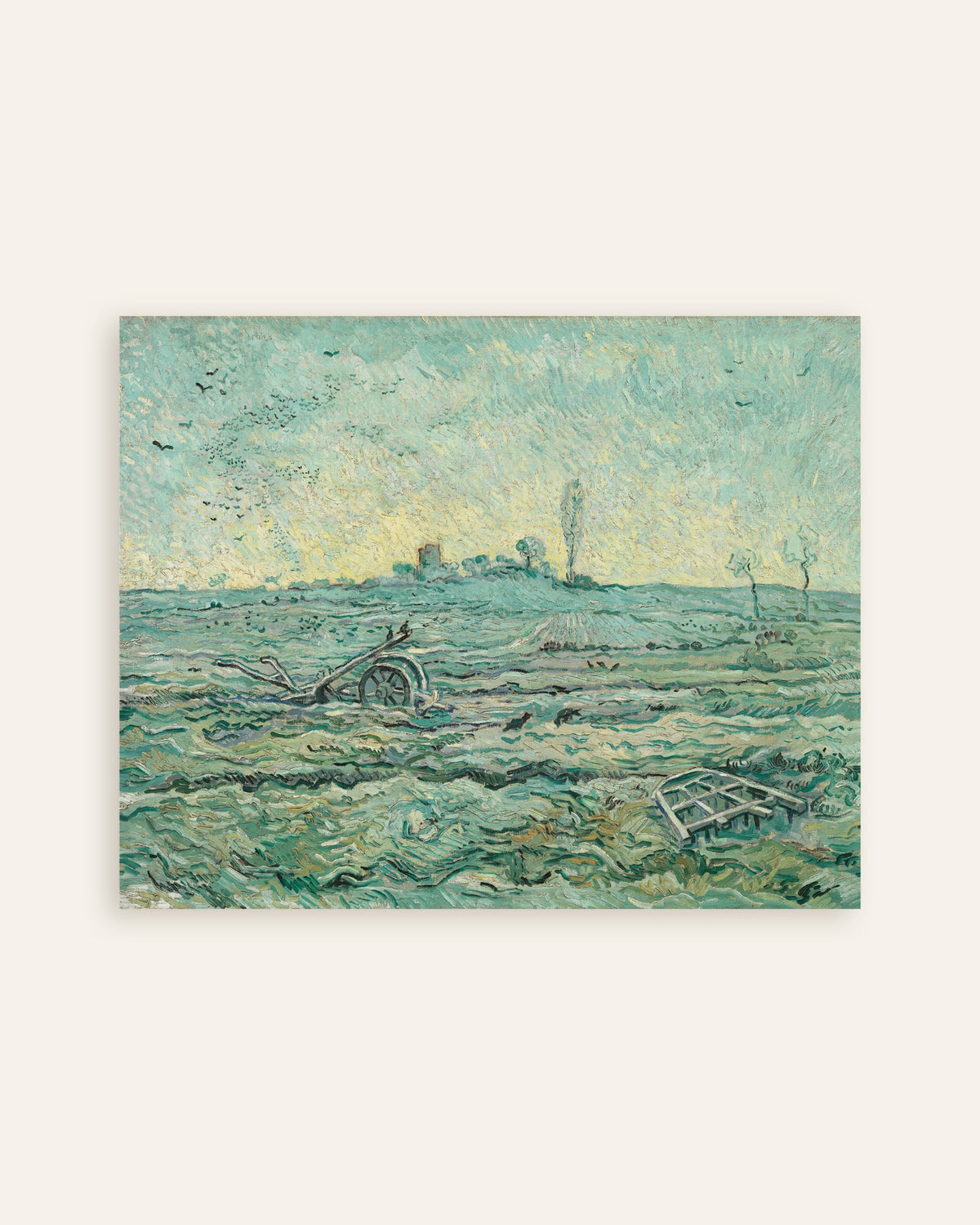 Poster med Snedækket mark med en harve, efter Millet (1890) af Vincent van Gogh, miniature