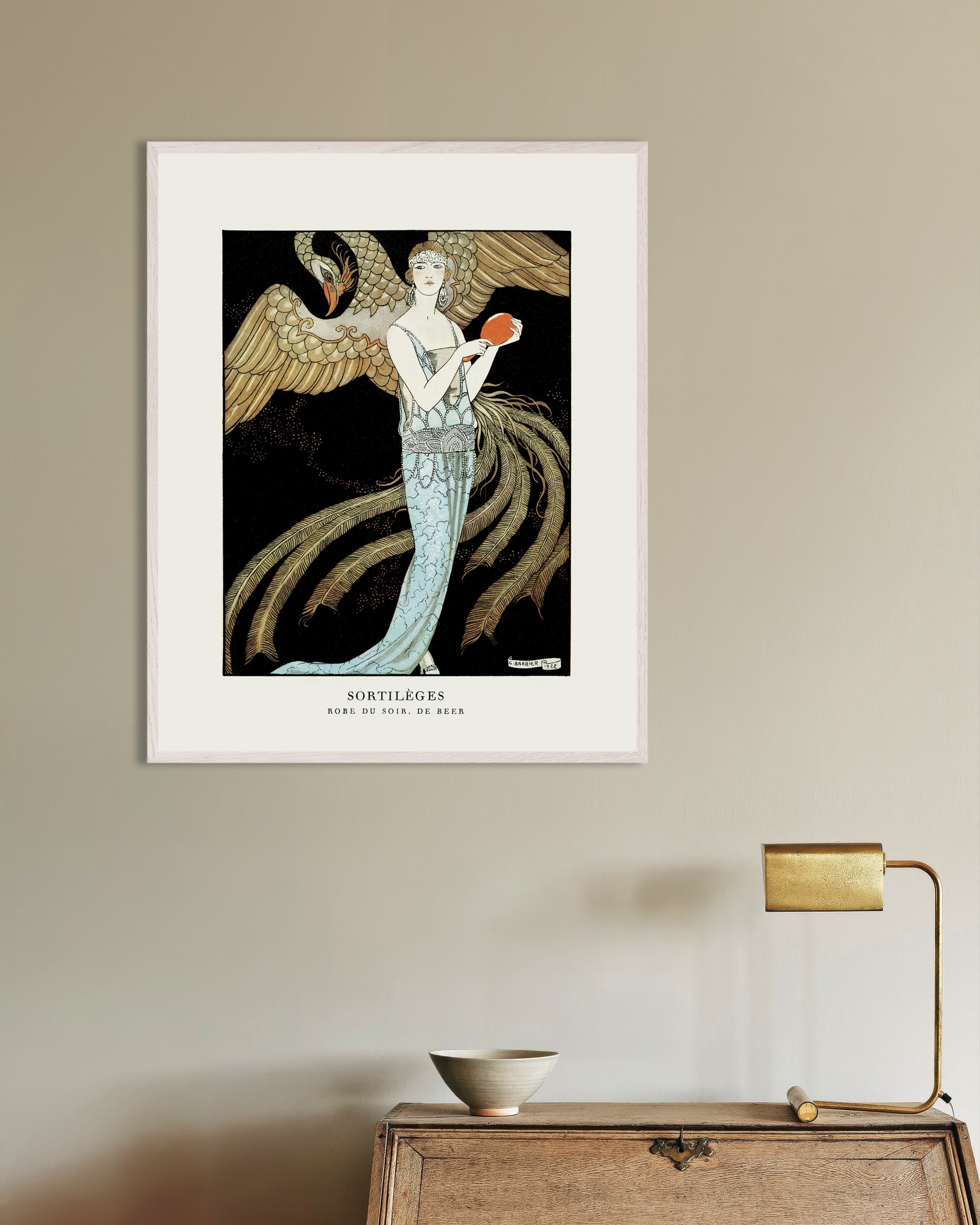 Poster of "Sortilèges" by Georges Barbier (1922) - Art Deco Print, with white wooden frame