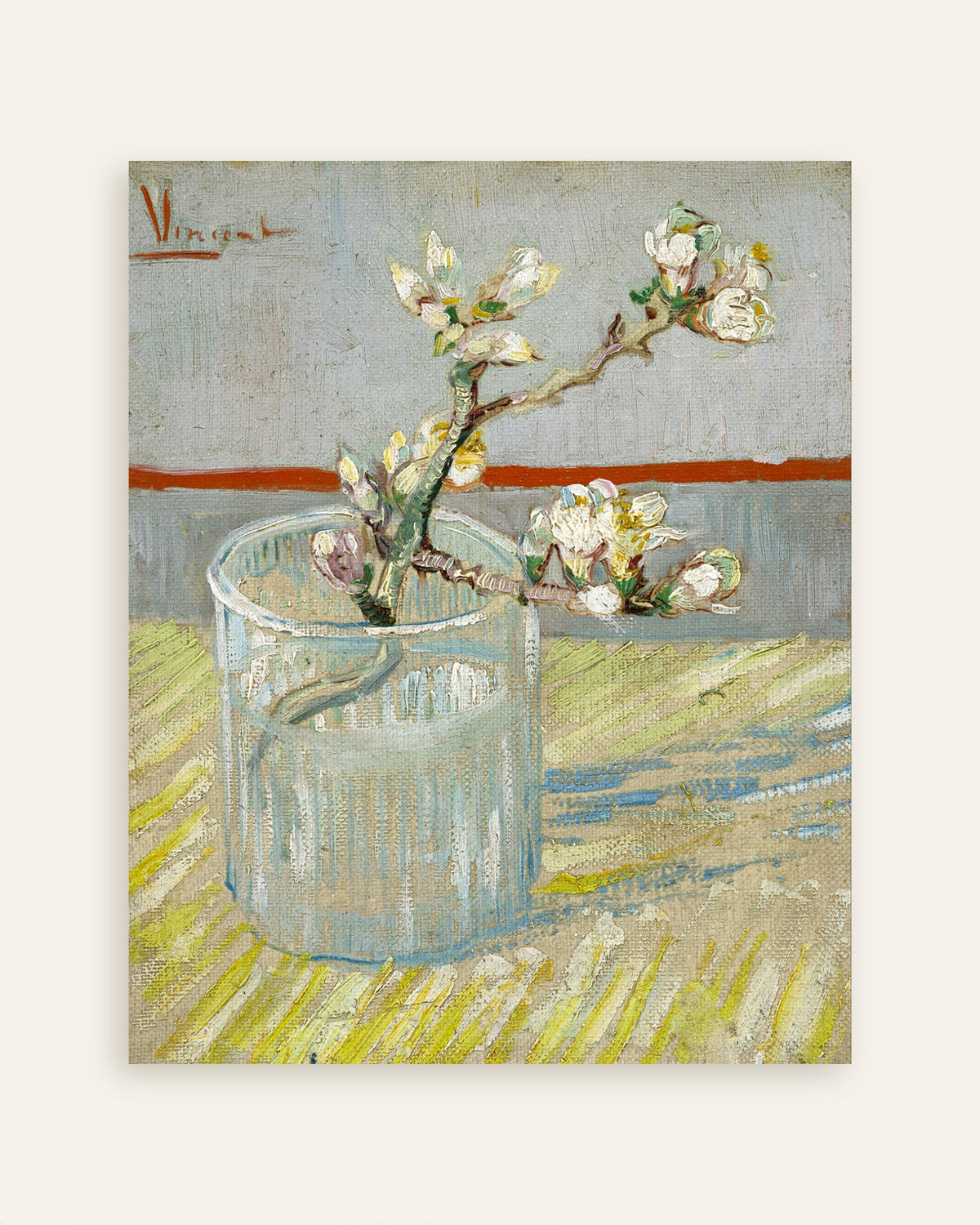 Poster af Blomstrende mandelgren i et glas (1888) af Vincent van Gogh, miniature