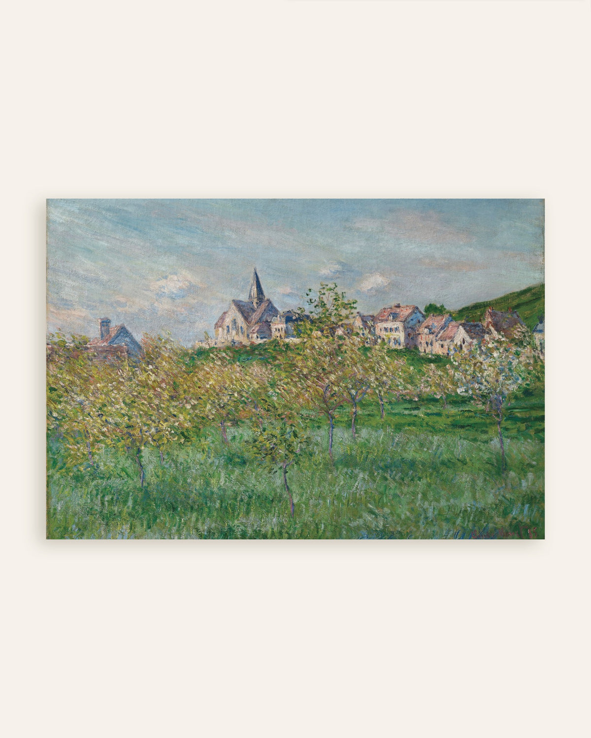 Plakat Forår i Giverny, eftermiddag (1885) af Claude Monet, miniature