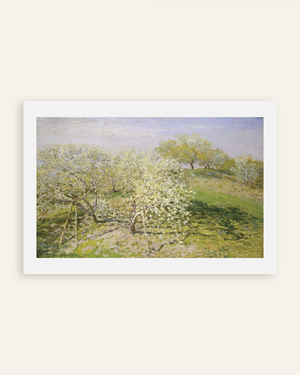 Plakat Forår, blomstrende frugttræer (1873) af Claude Monet, miniature