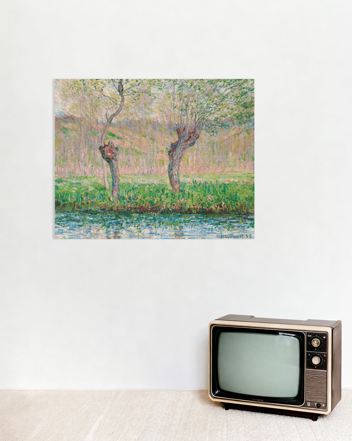 Plakat Forår, piletræer (1885) af Claude Monet