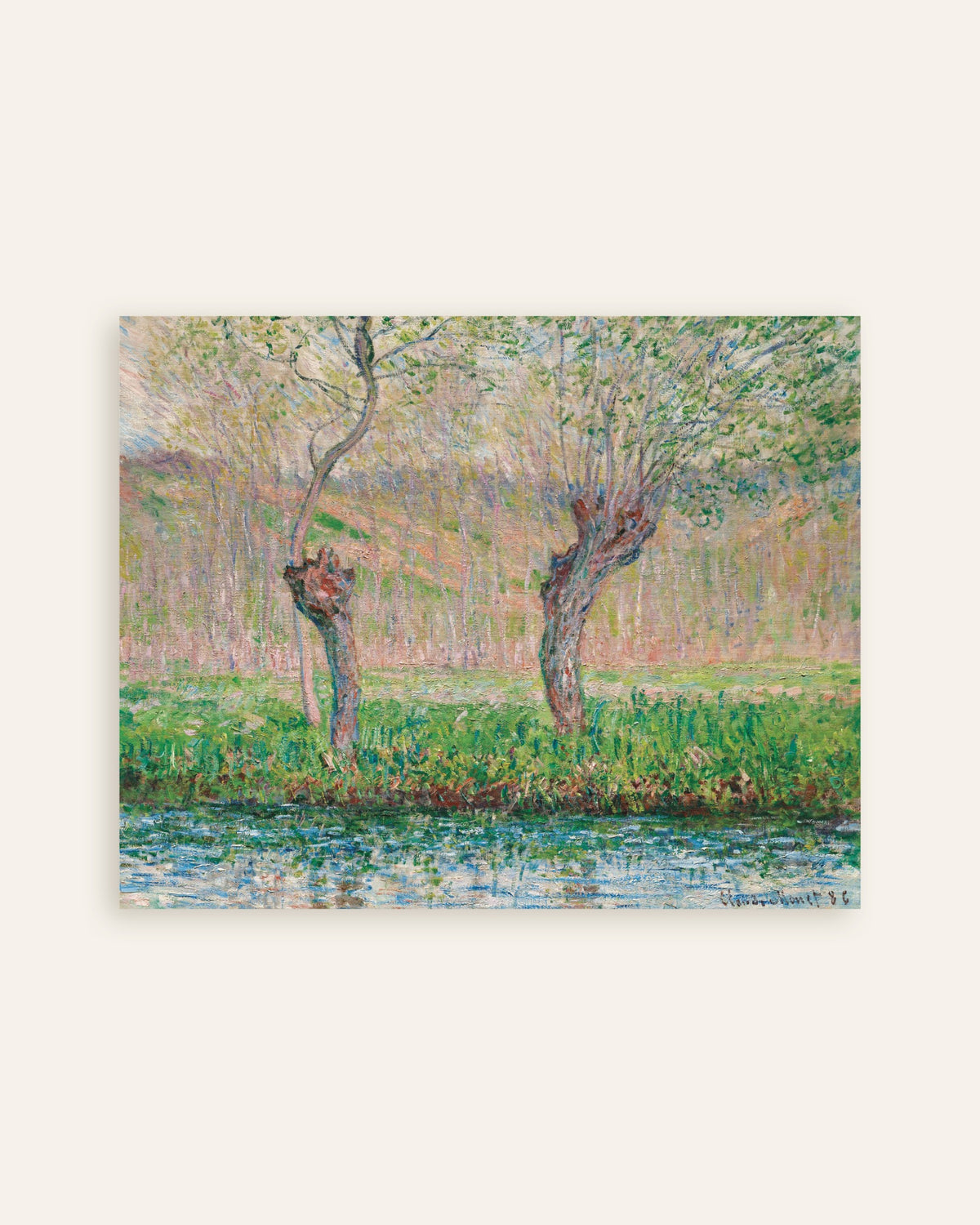 Plakat Forår, piletræer (1885) af Claude Monet, miniature