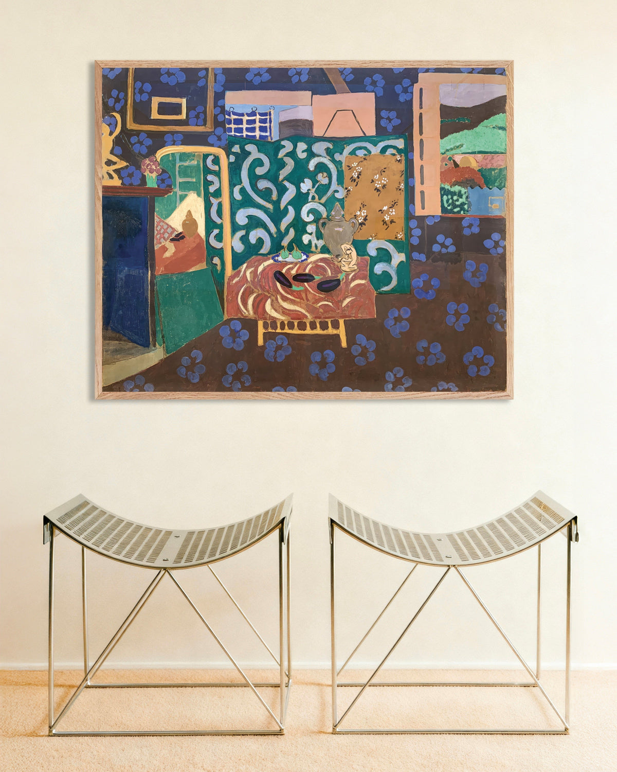 Poster of Still life with aubergines (1911) by Henri Matisse - Poster, with natural wooden frame