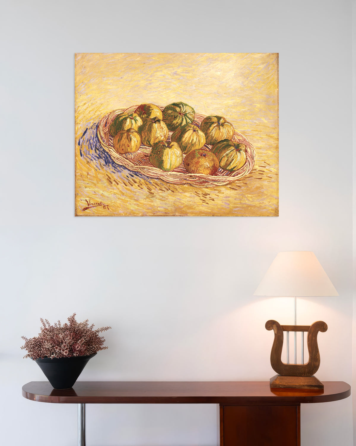 Poster af Stilleben med kurv med æbler (1887) af Vincent van Gogh