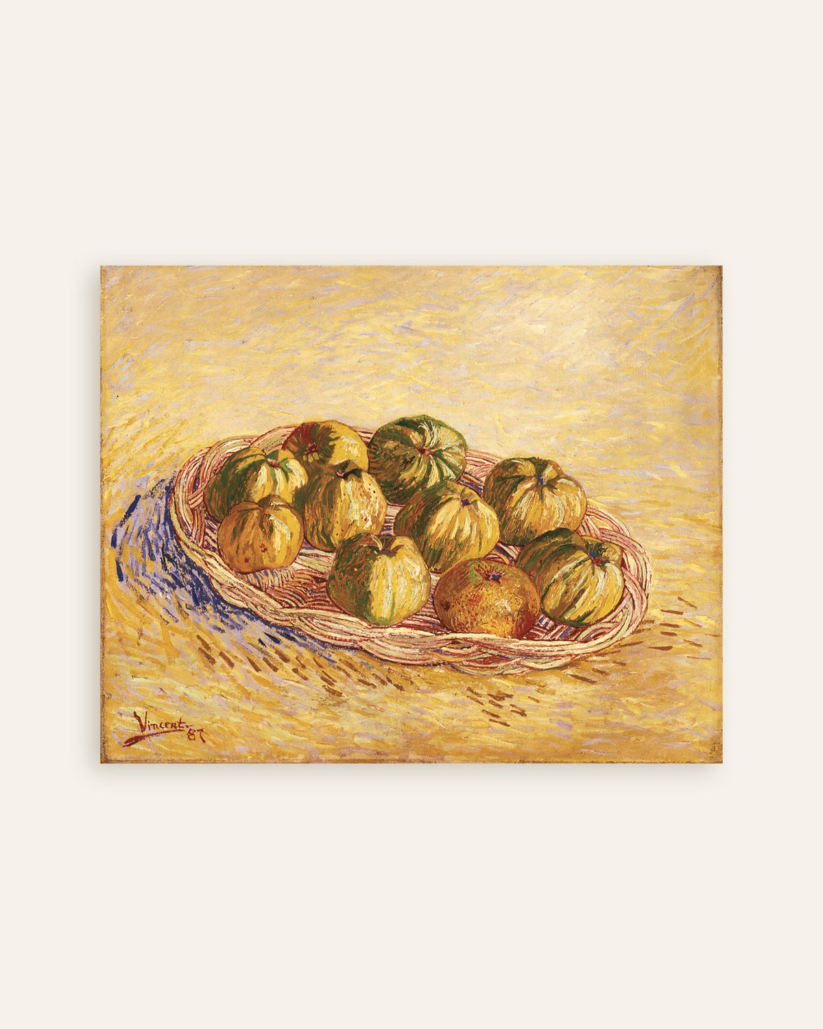 Poster af Stilleben med kurv med æbler (1887) af Vincent van Gogh, miniature