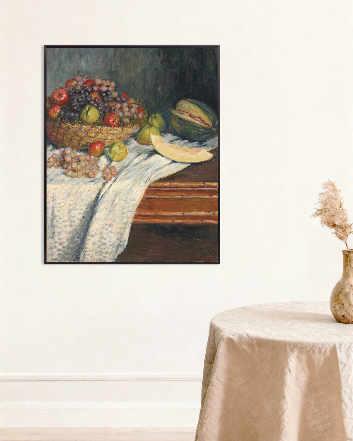 Plakat Opstilling med melon (1879) af Claude Monet med metalramme