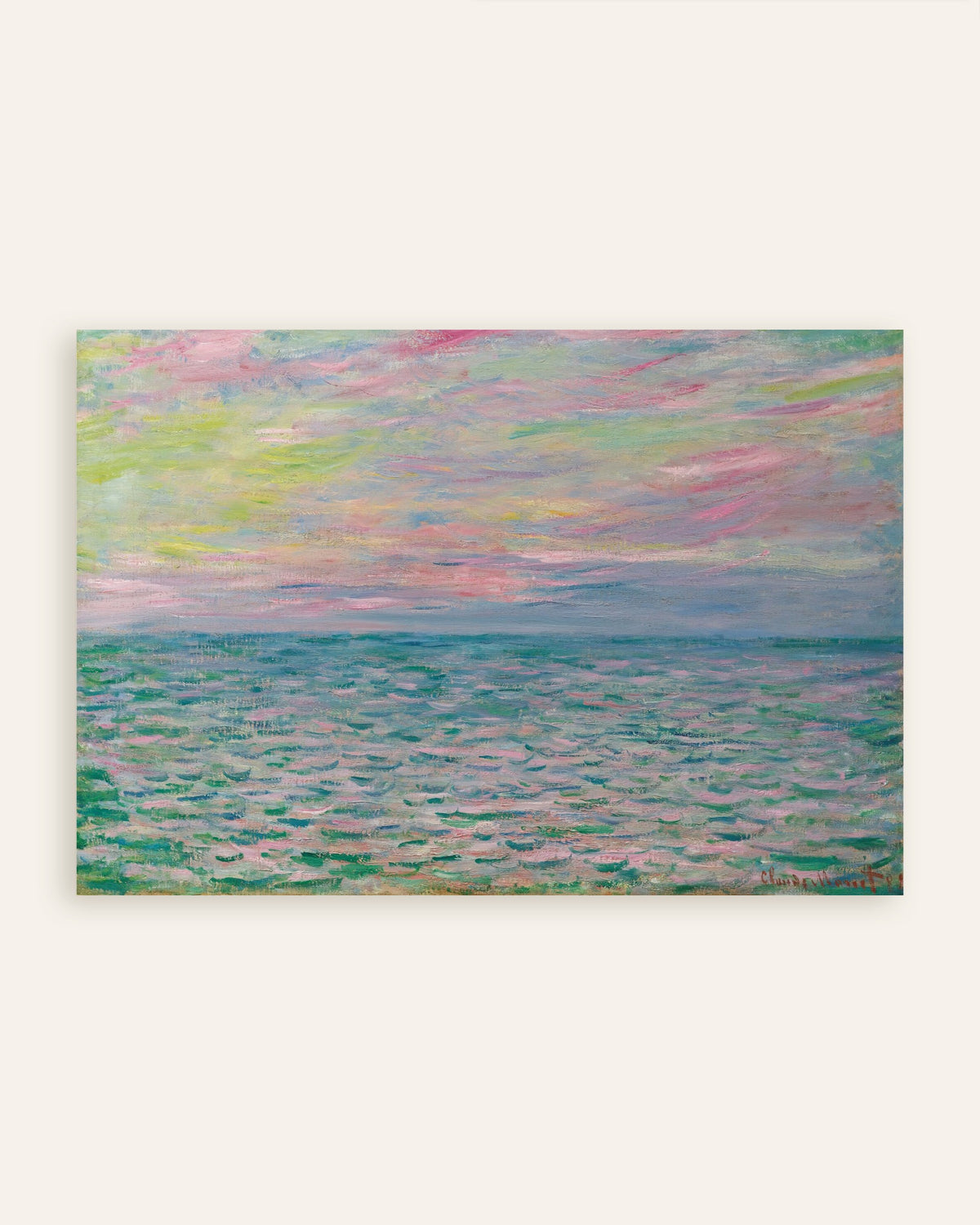 Plakat Solnedgang ved Pourville, åbent hav (1882) af Claude Monet, miniature