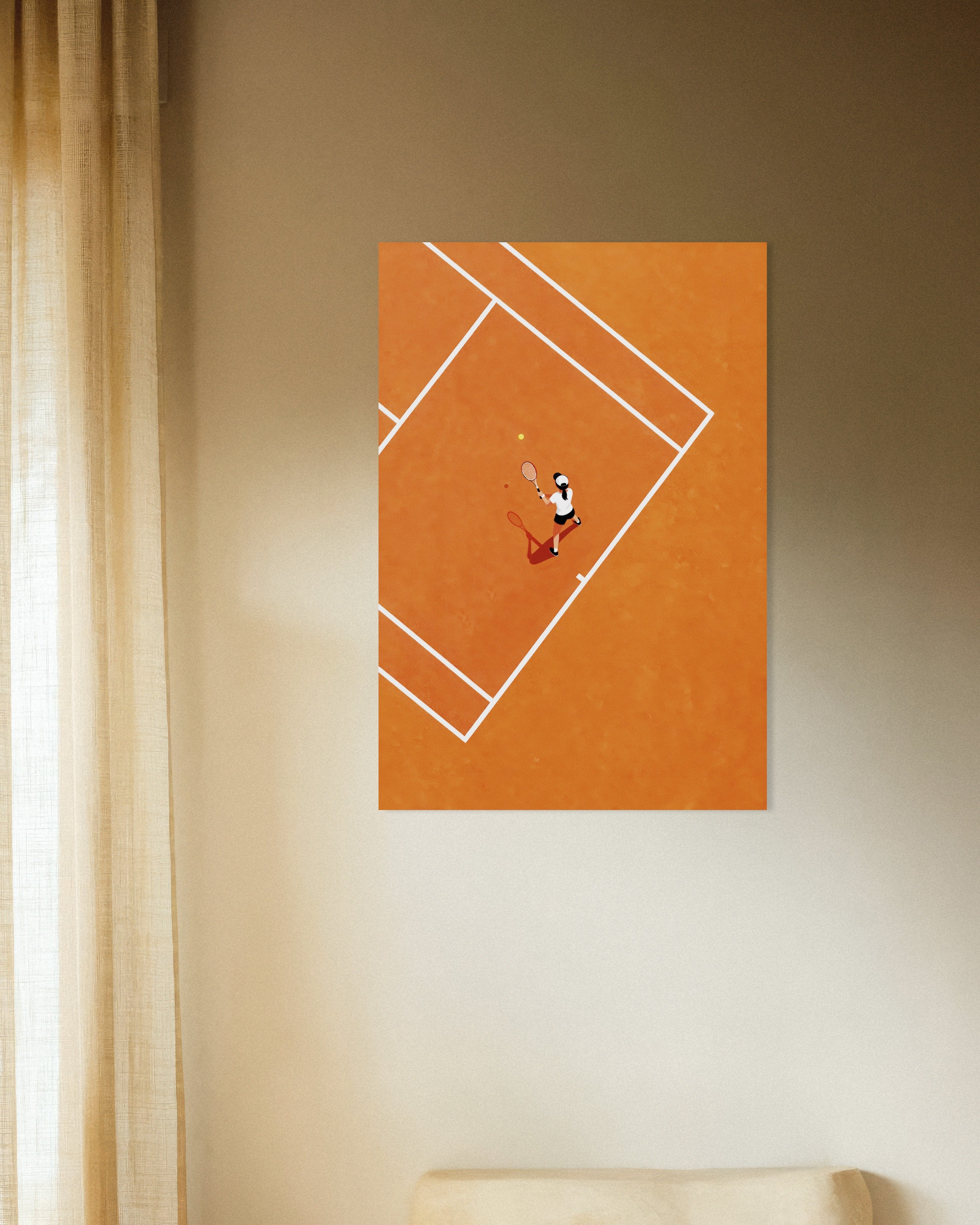 Poster of Tennis player poster – Minimal clay court art print