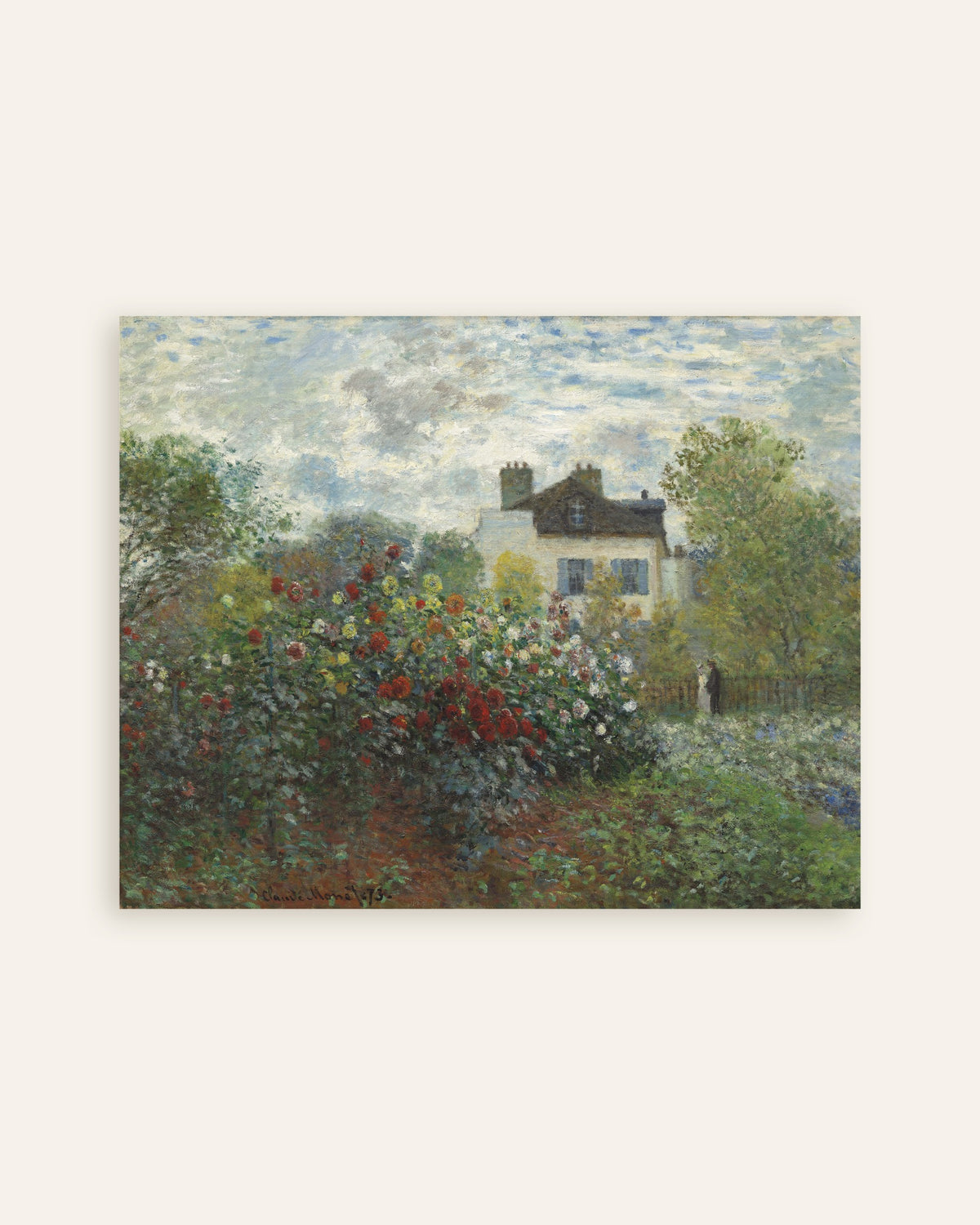 Plakat Kunstnerens have i Argenteuil, et hjørne med georginer (1873) af Claude Monet, miniature