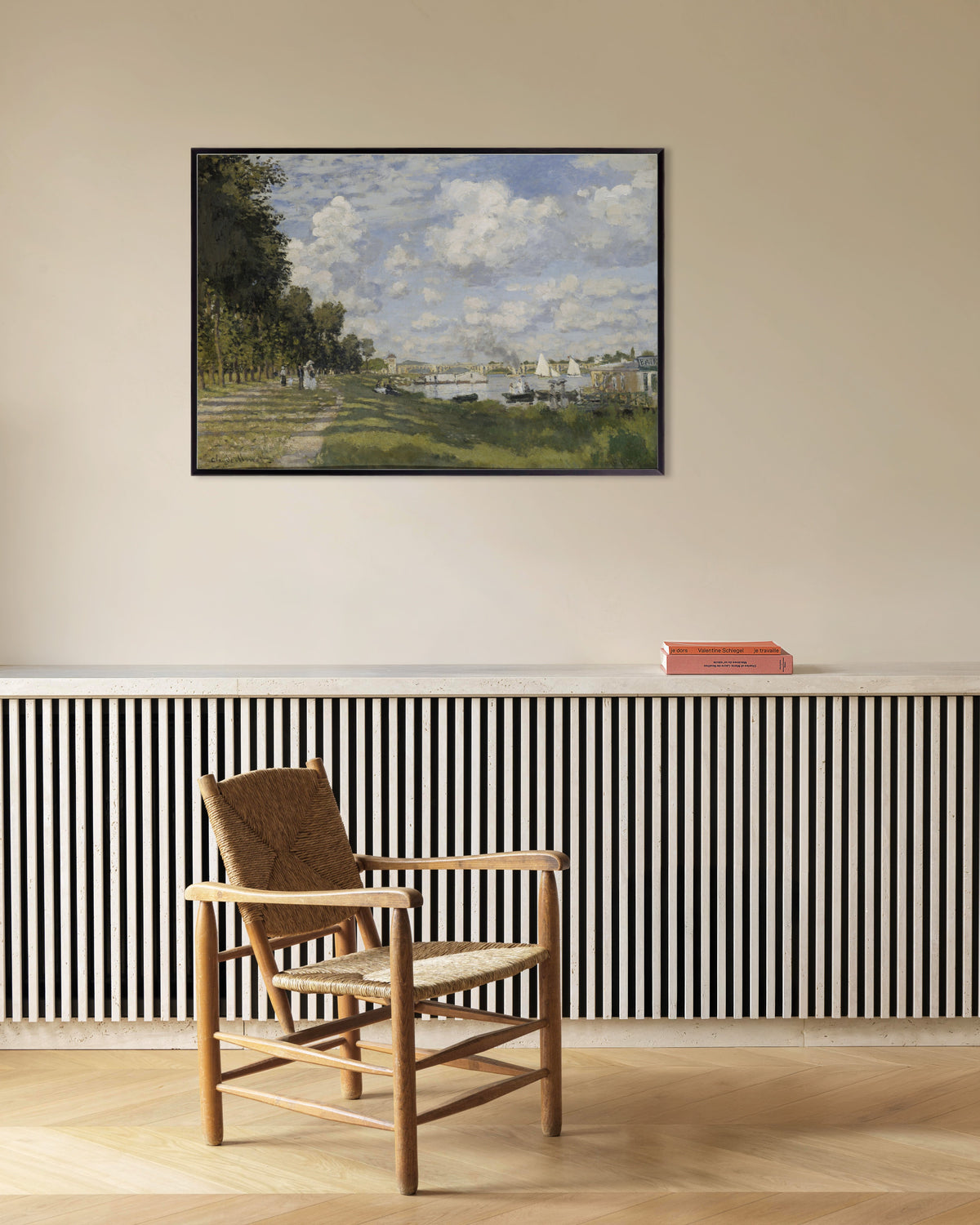 Plakat Bassinet ved Argenteuil (ca. 1872) af Claude Monet med metalramme