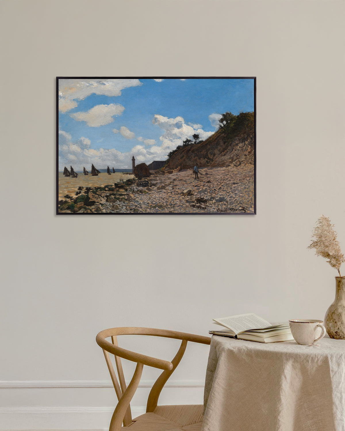 Plakat Stranden ved Honfleur (1864–1866) af Claude Monet med metalramme