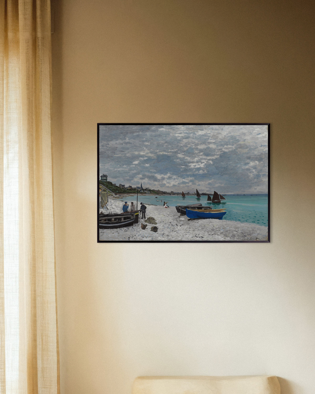 Plakat Stranden ved Sainte-Adresse (1867) af Claude Monet med metalramme