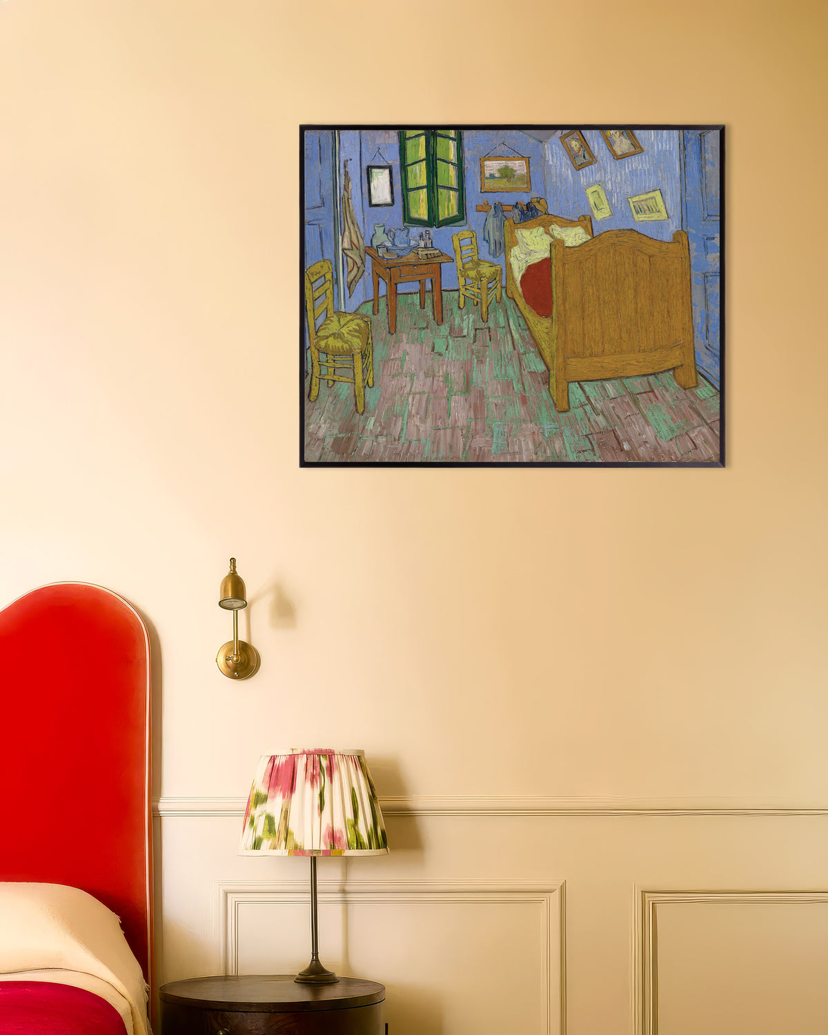 Poster med Soveværelset, Saint-Rémy-versionen (1889) af Vincent van Gogh, med metalramme