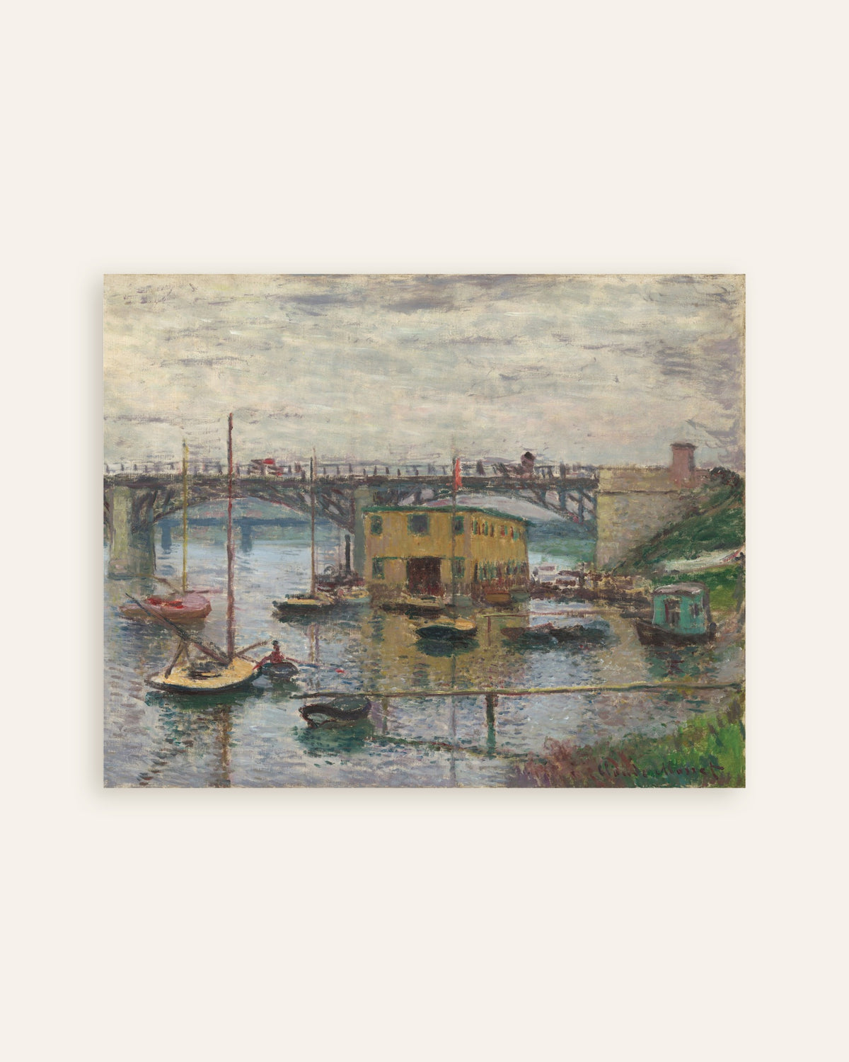 Plakat Broen ved Argenteuil på en grå dag (ca. 1876) af Claude Monet, miniature