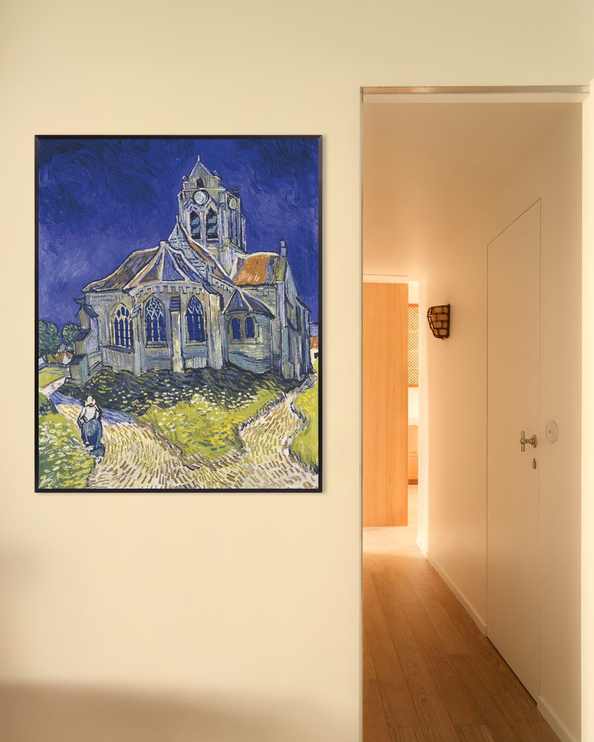 Poster af Kirken i Auvers-sur-Oise (1890) af Vincent van Gogh med metalramme