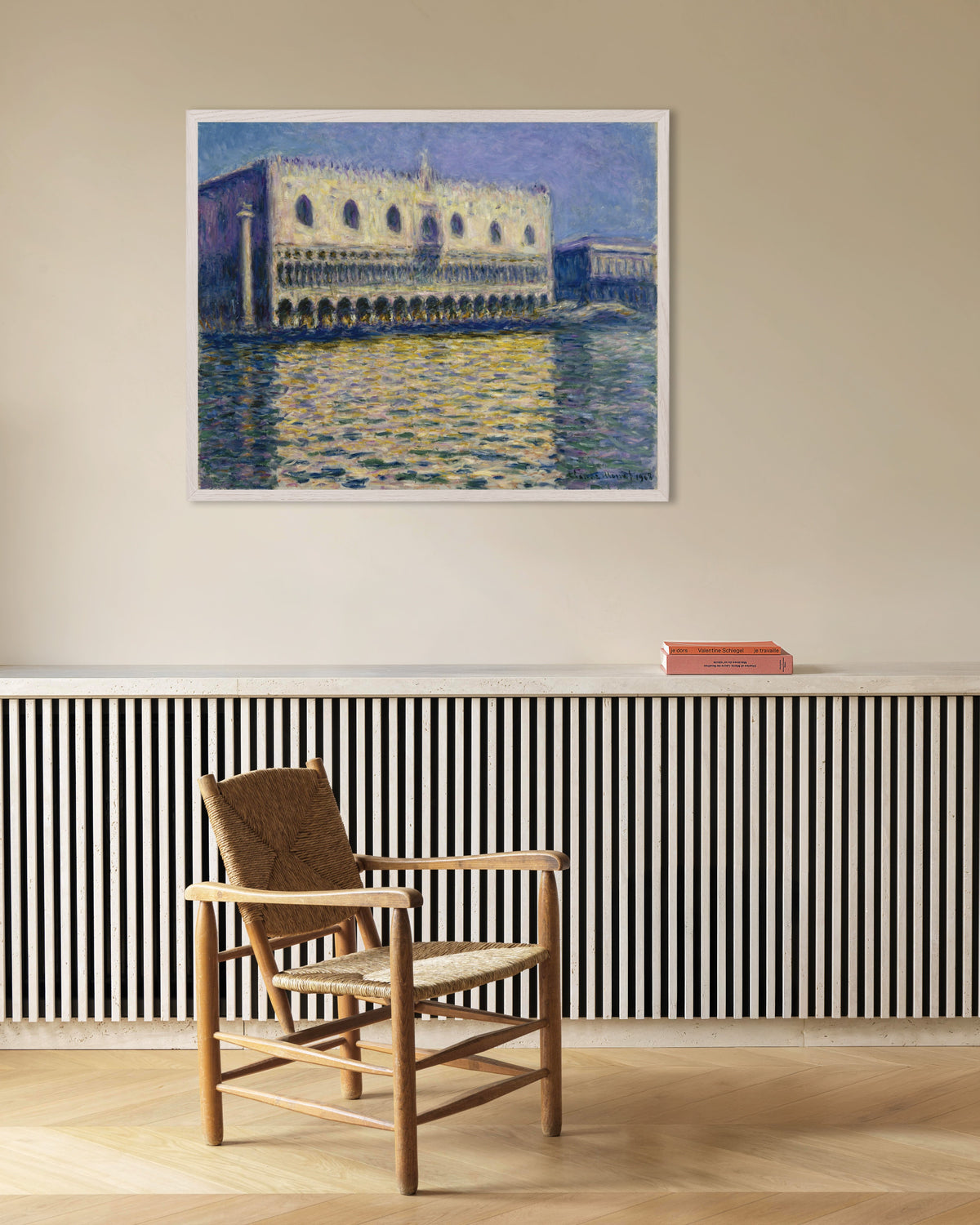 Plakat Dogepaladset (1908) af Claude Monet med hvid træramme