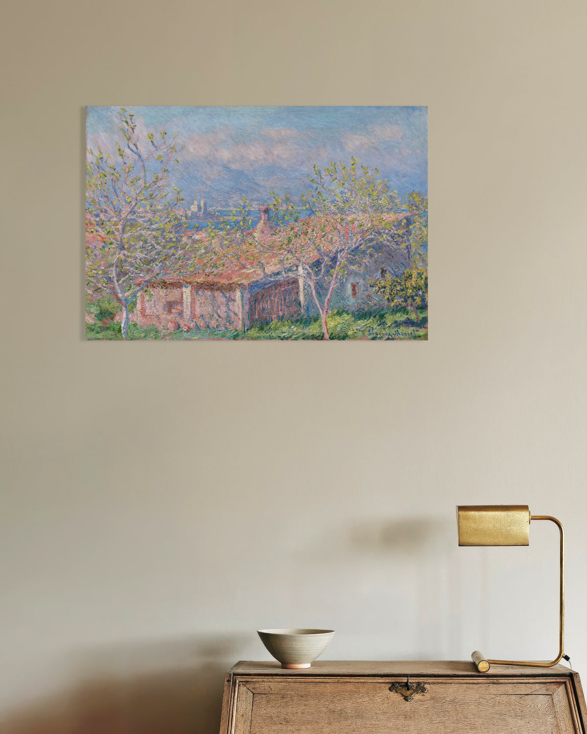 Plakat Gartnerens hus i Antibes (1888) af Claude Monet
