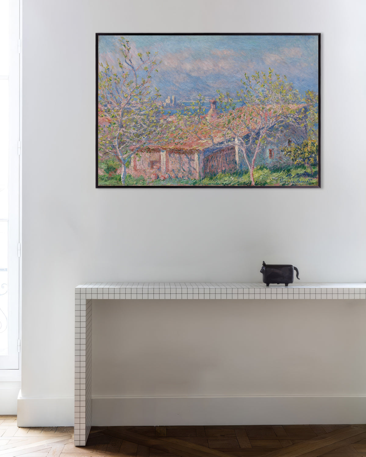 Plakat Gartnerens hus i Antibes (1888) af Claude Monet med metalramme