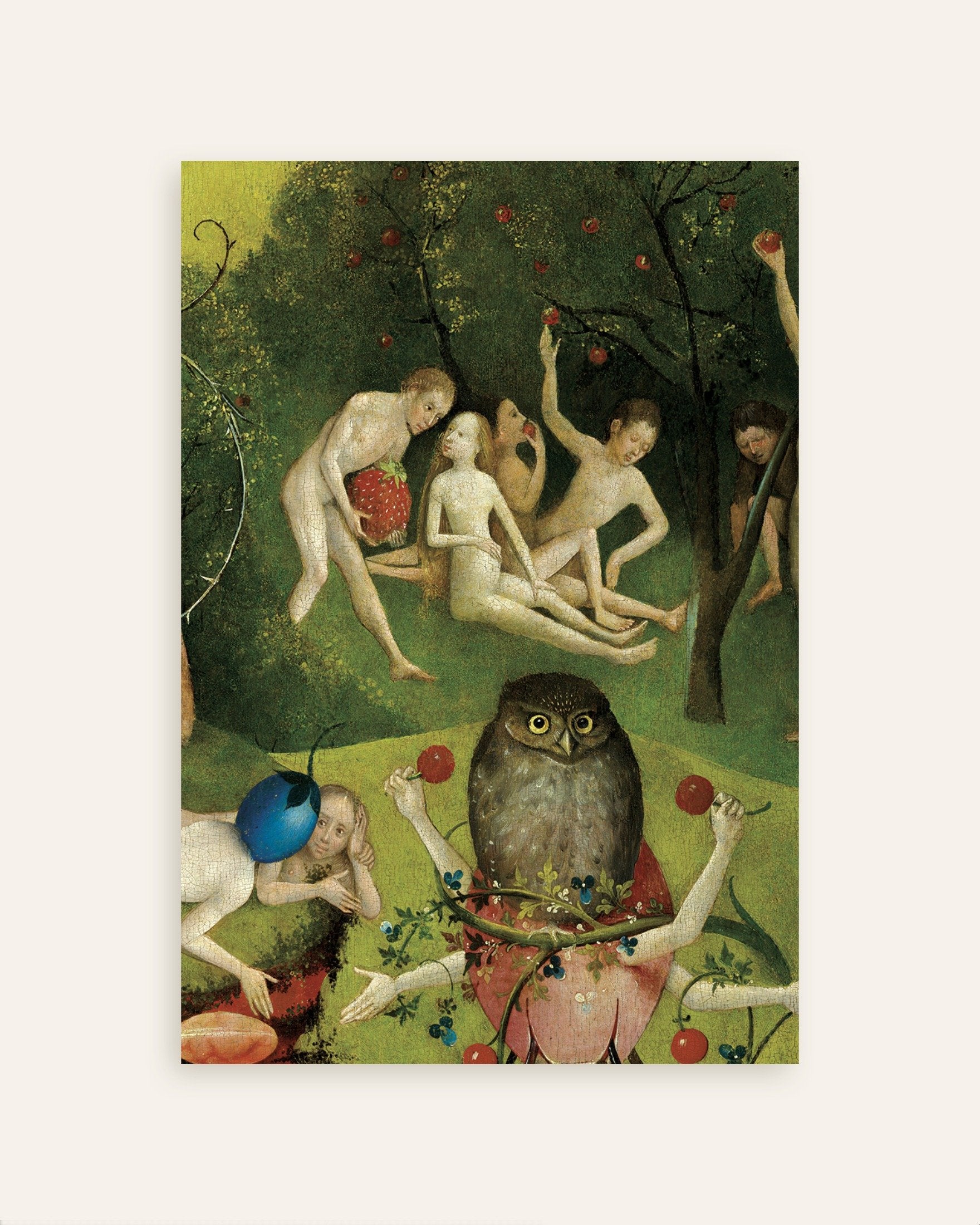 Poster of The giant owl and strawberry pickers - Detail from The Garden of Earthly Delights, thumbnail