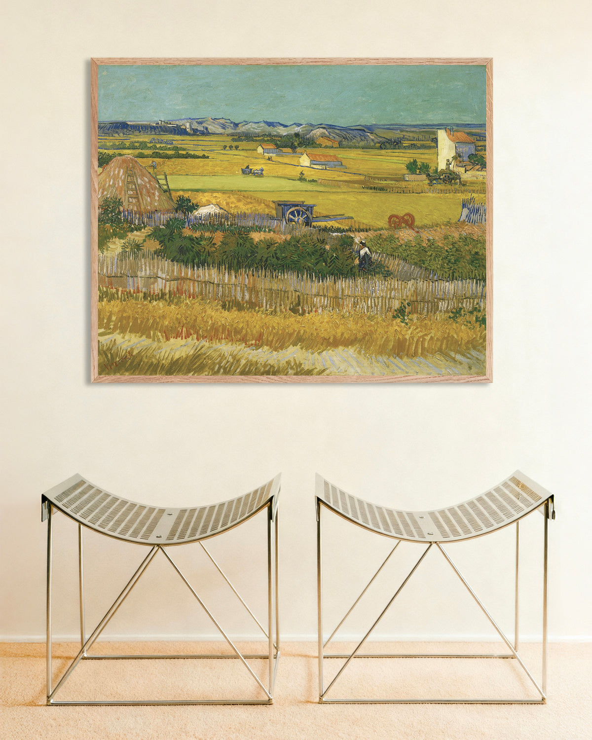 Poster af Høsten (1888) af Vincent van Gogh med ramme af naturtræ
