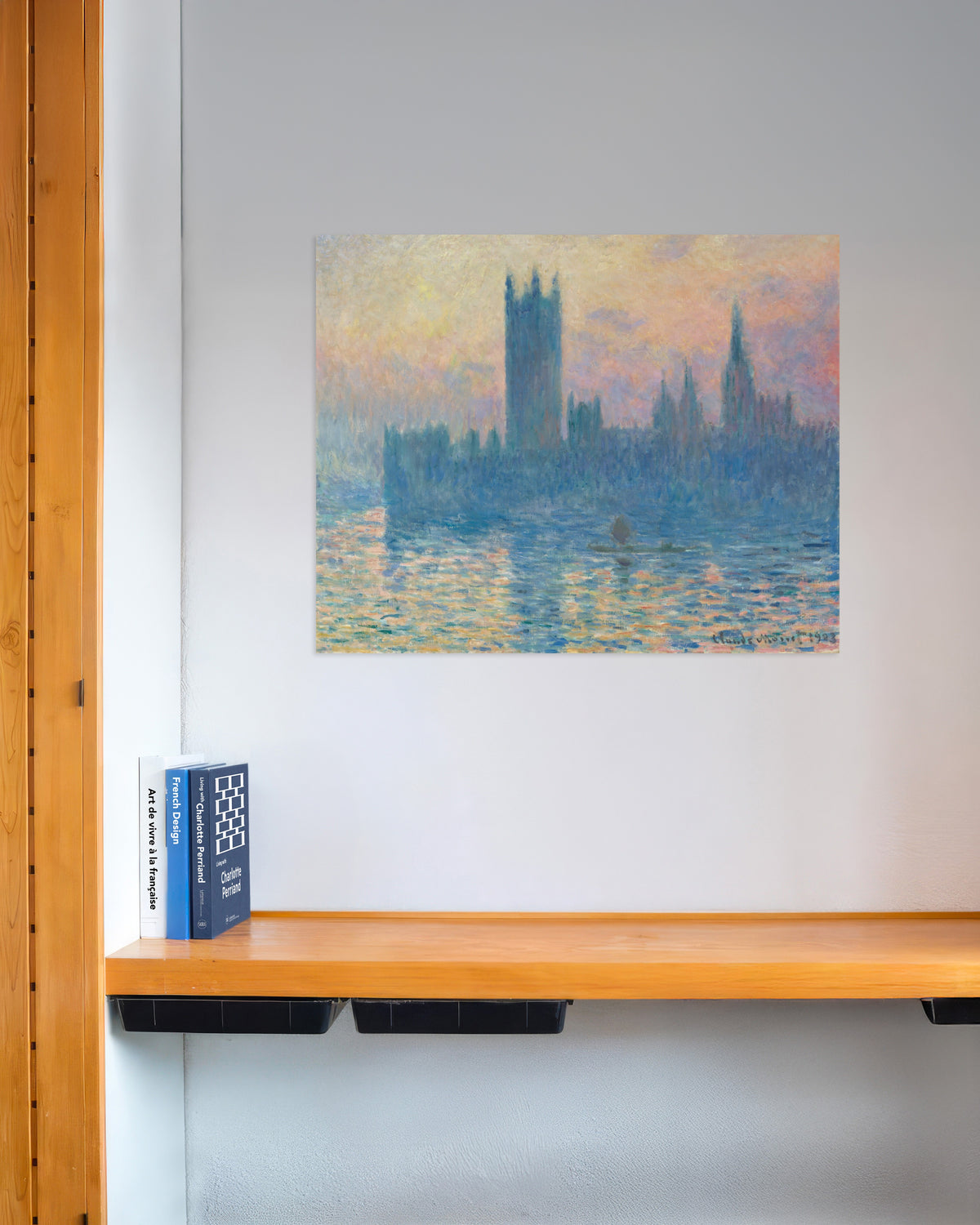 Plakat Parlamentet ved solnedgang (1903) af Claude Monet